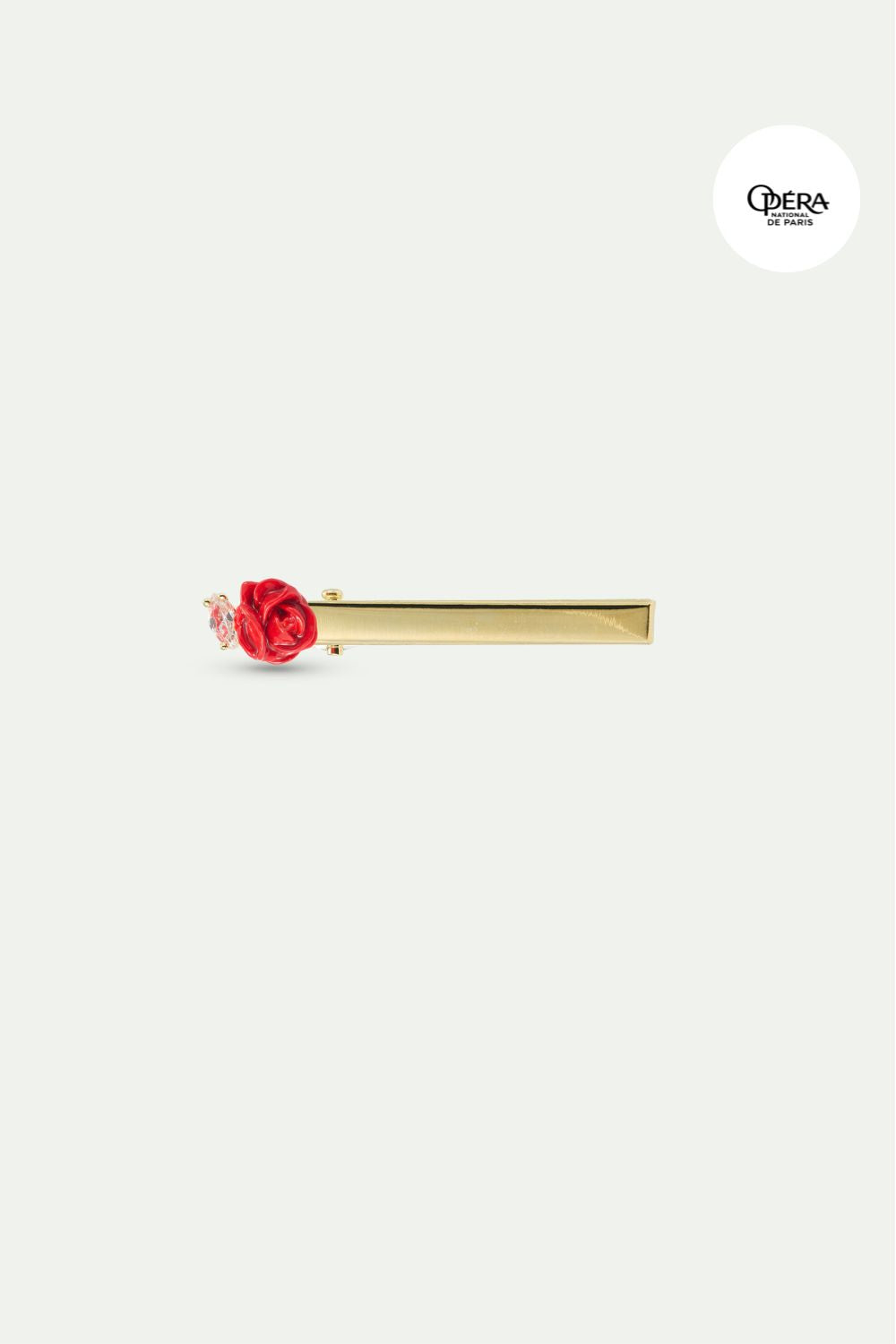 Red rosebud and cut crystal hair pin