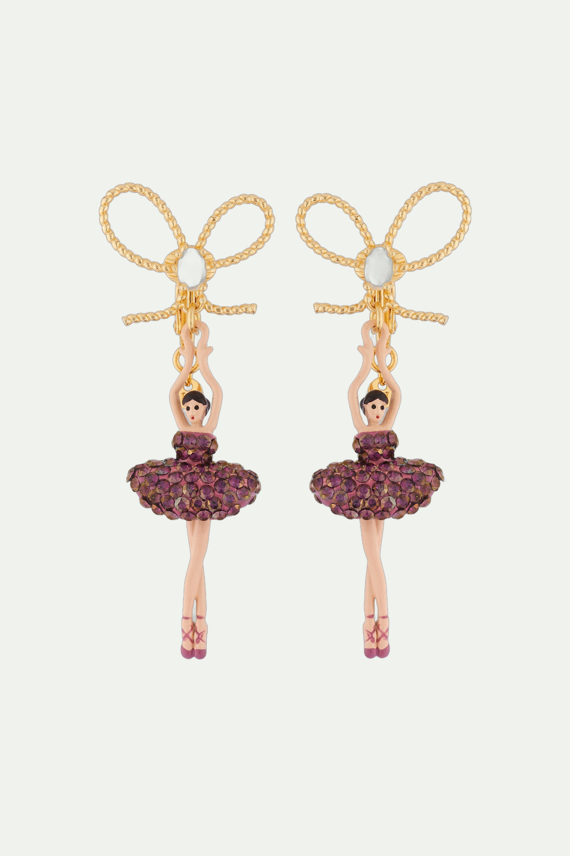 Post Earrings PAS DE DEUX LUXE w/ knot rhinestones LILAC