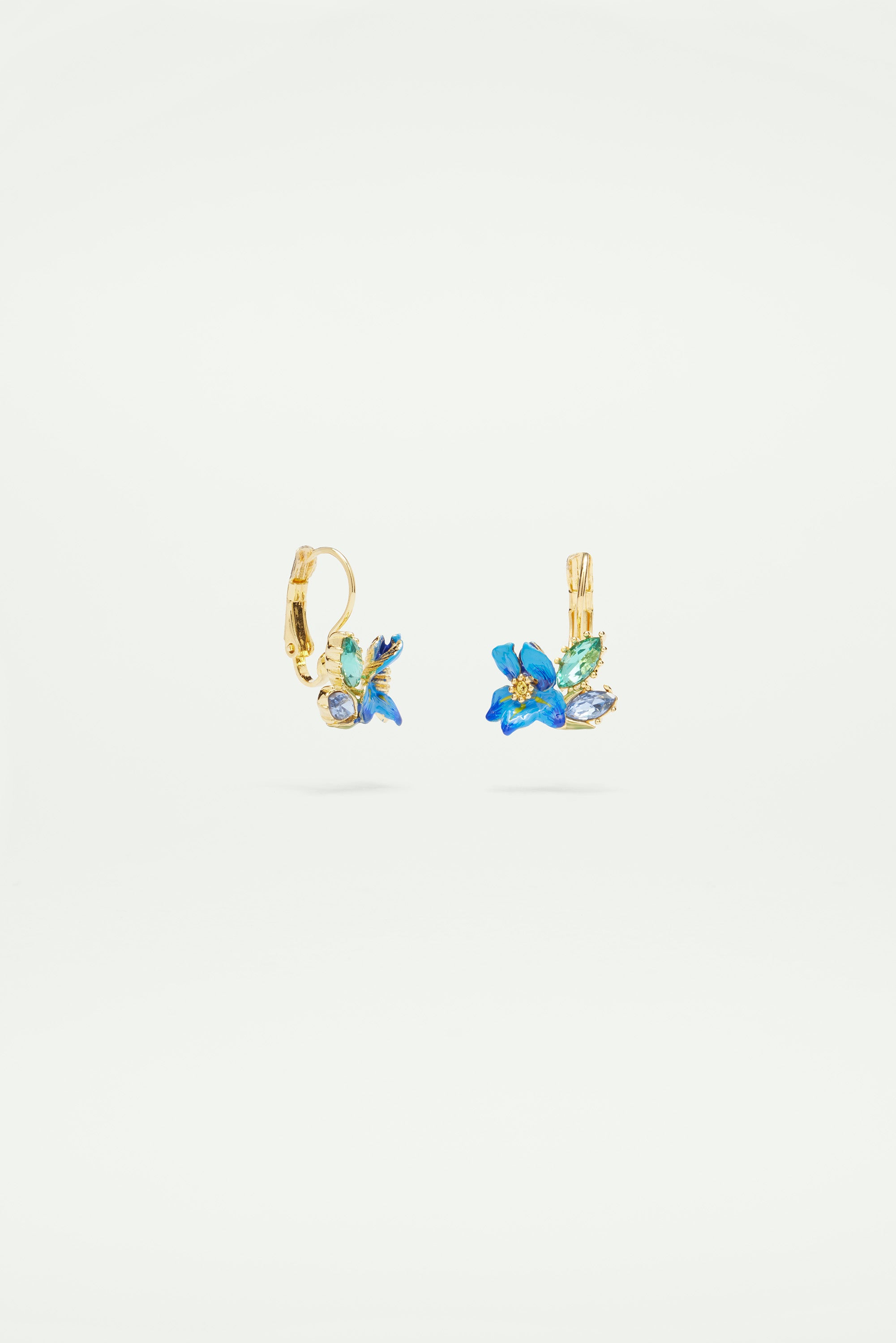 Siberian Iris and Faceted glass sleeper earrings