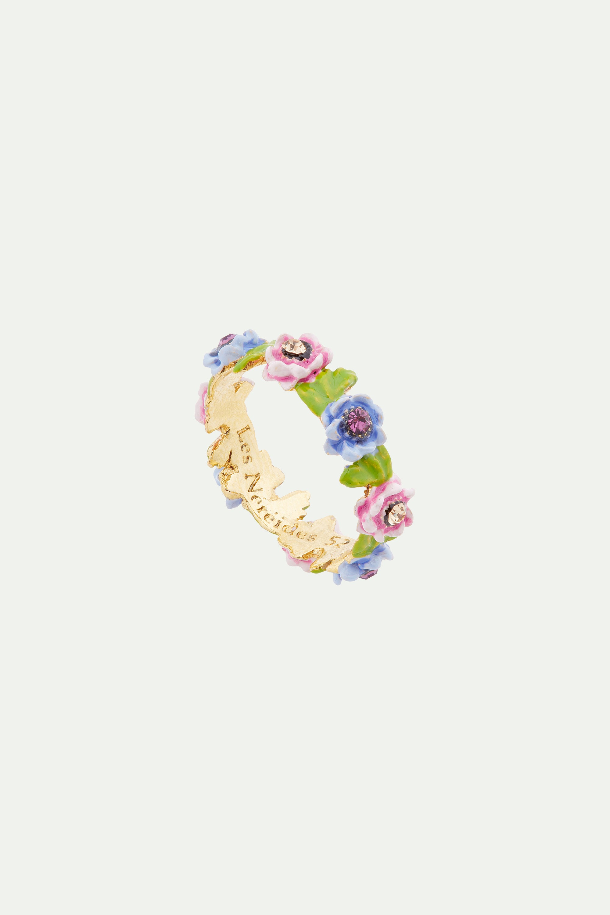 Pink and blue flower crown ring