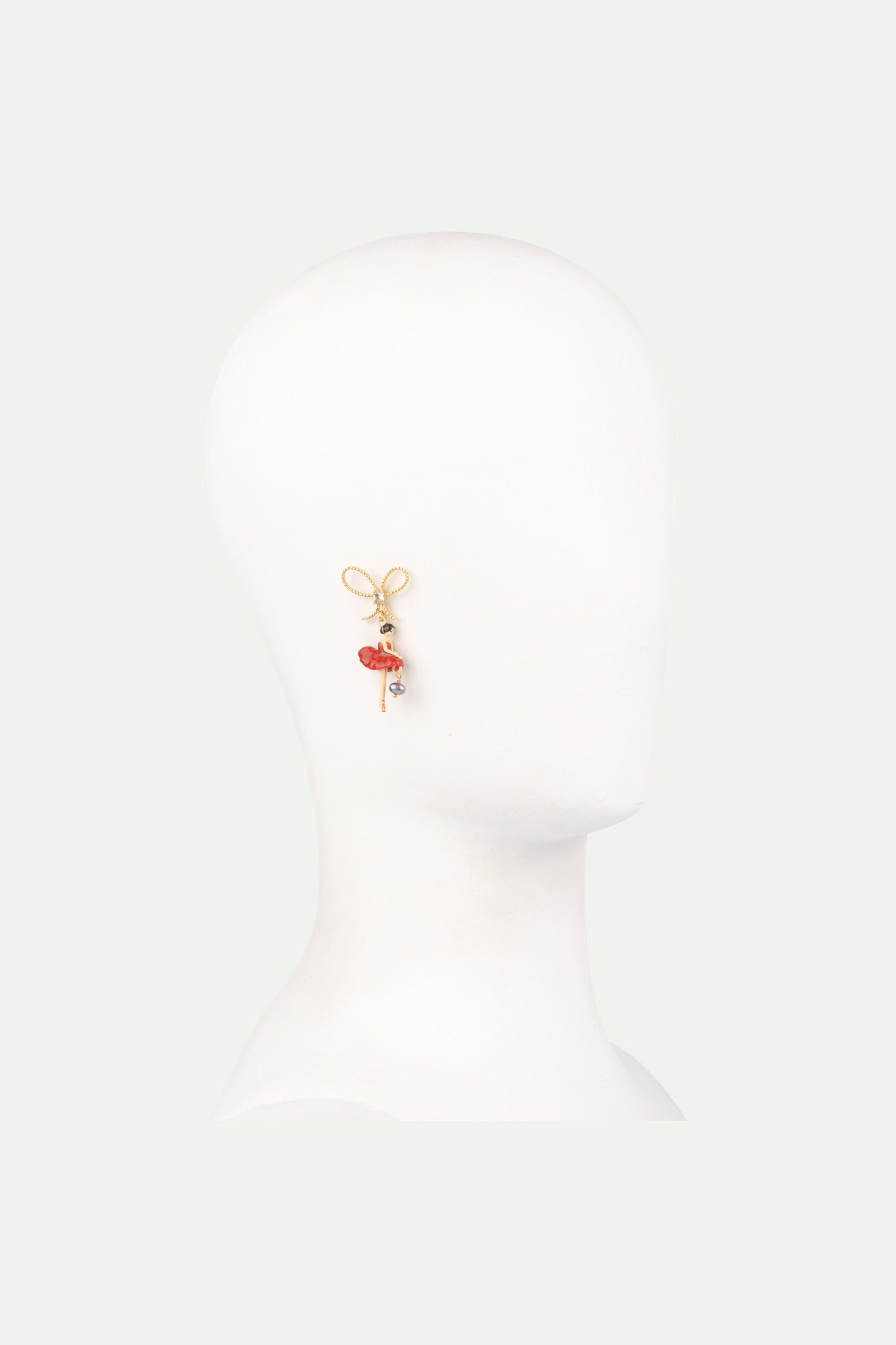 Red toe-dancing ballerinas earrings