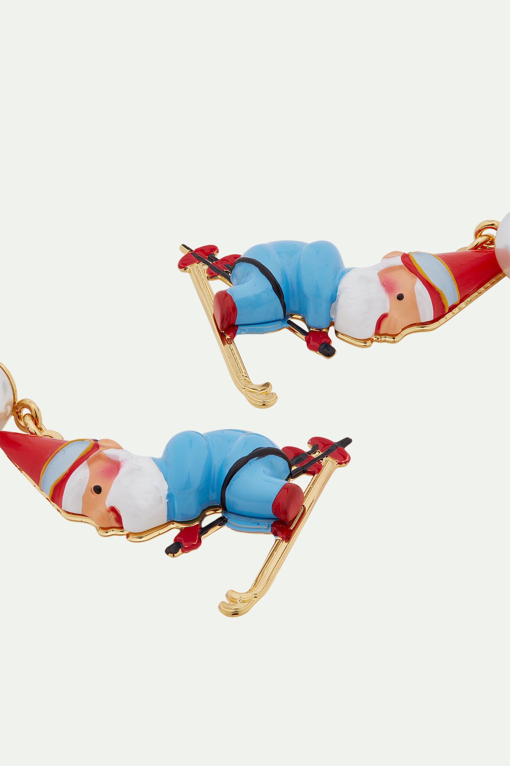 Skiing garden gnome dad clip-on earrings