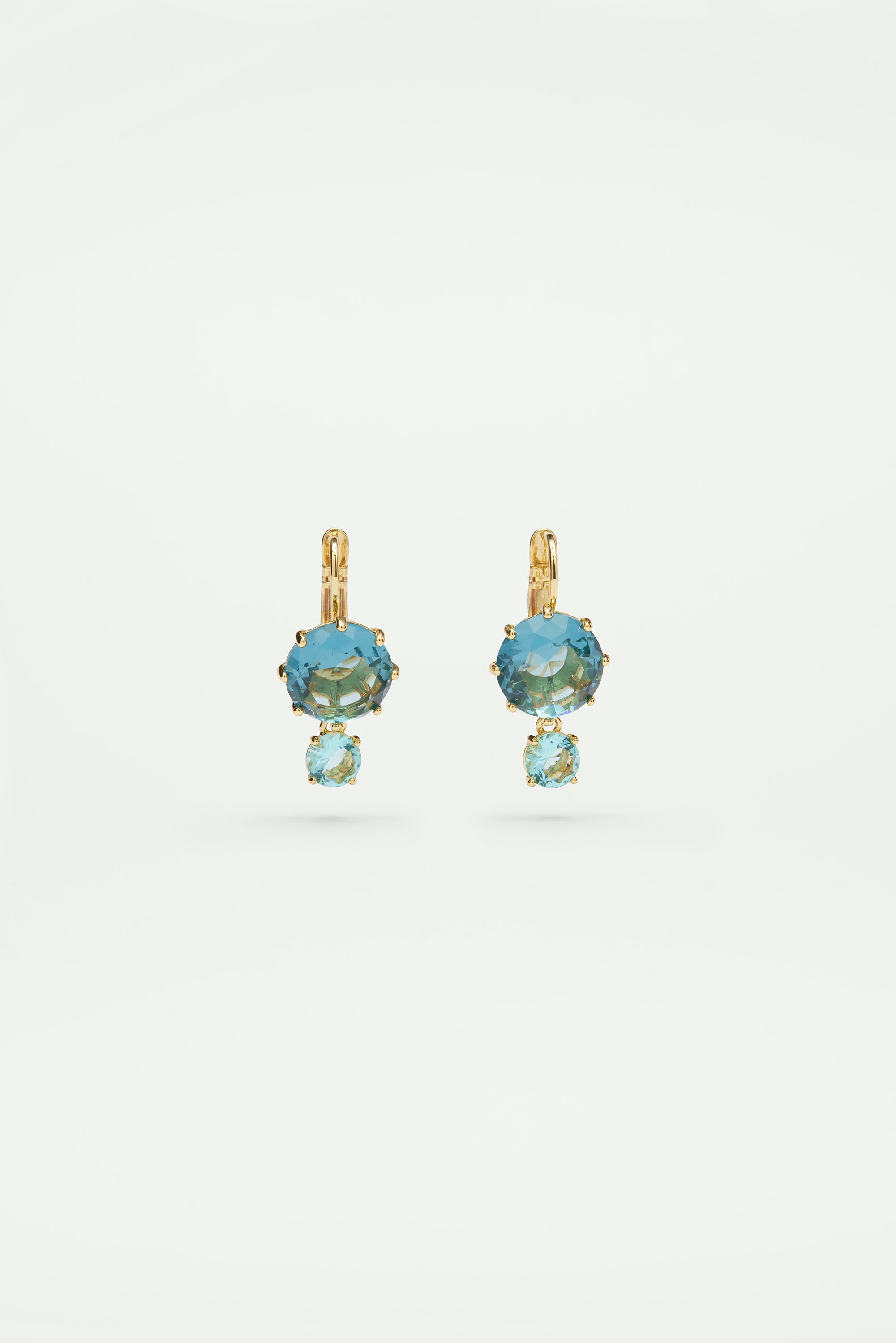 La Diamantine Acqua Azzura Round Stone Sleeper Earrings