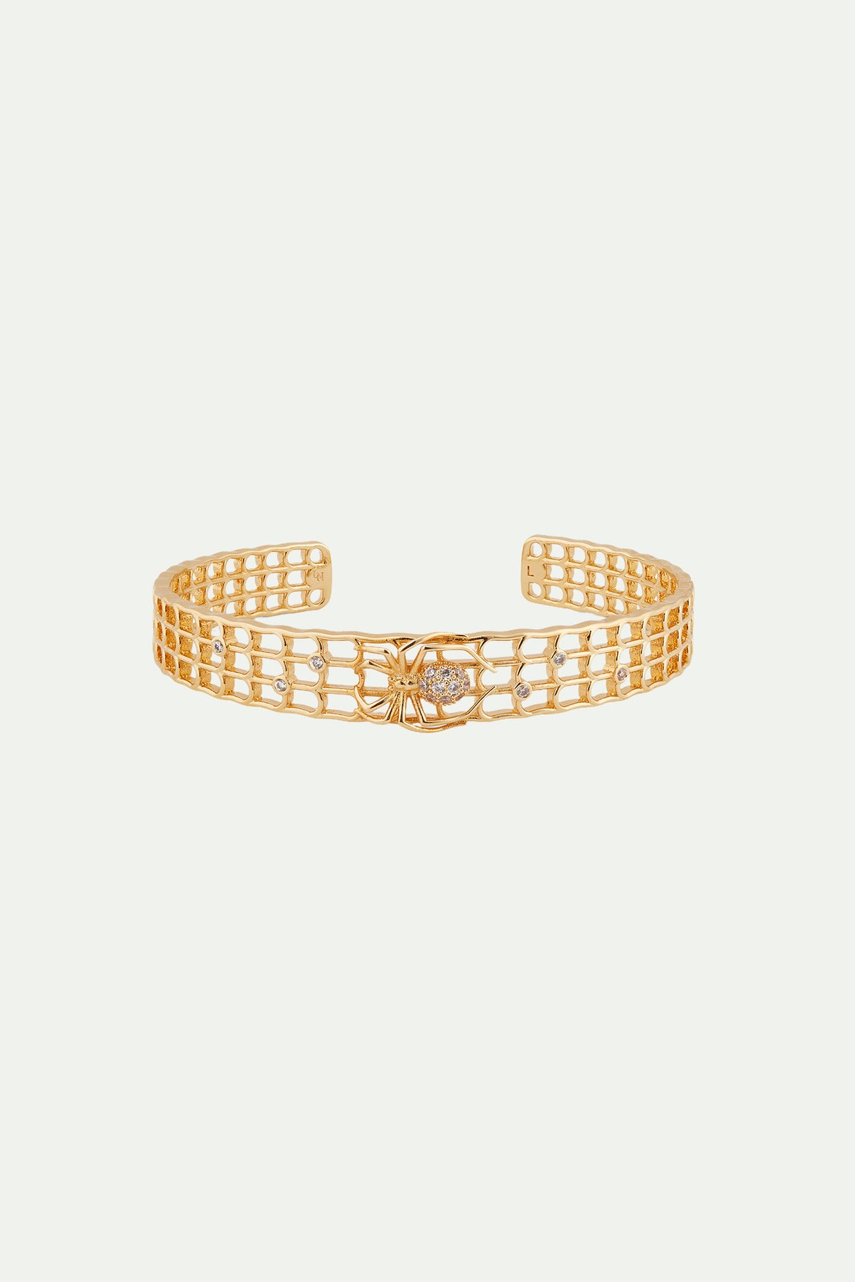 Openwork enamel spider and crystal bangle bracelet
