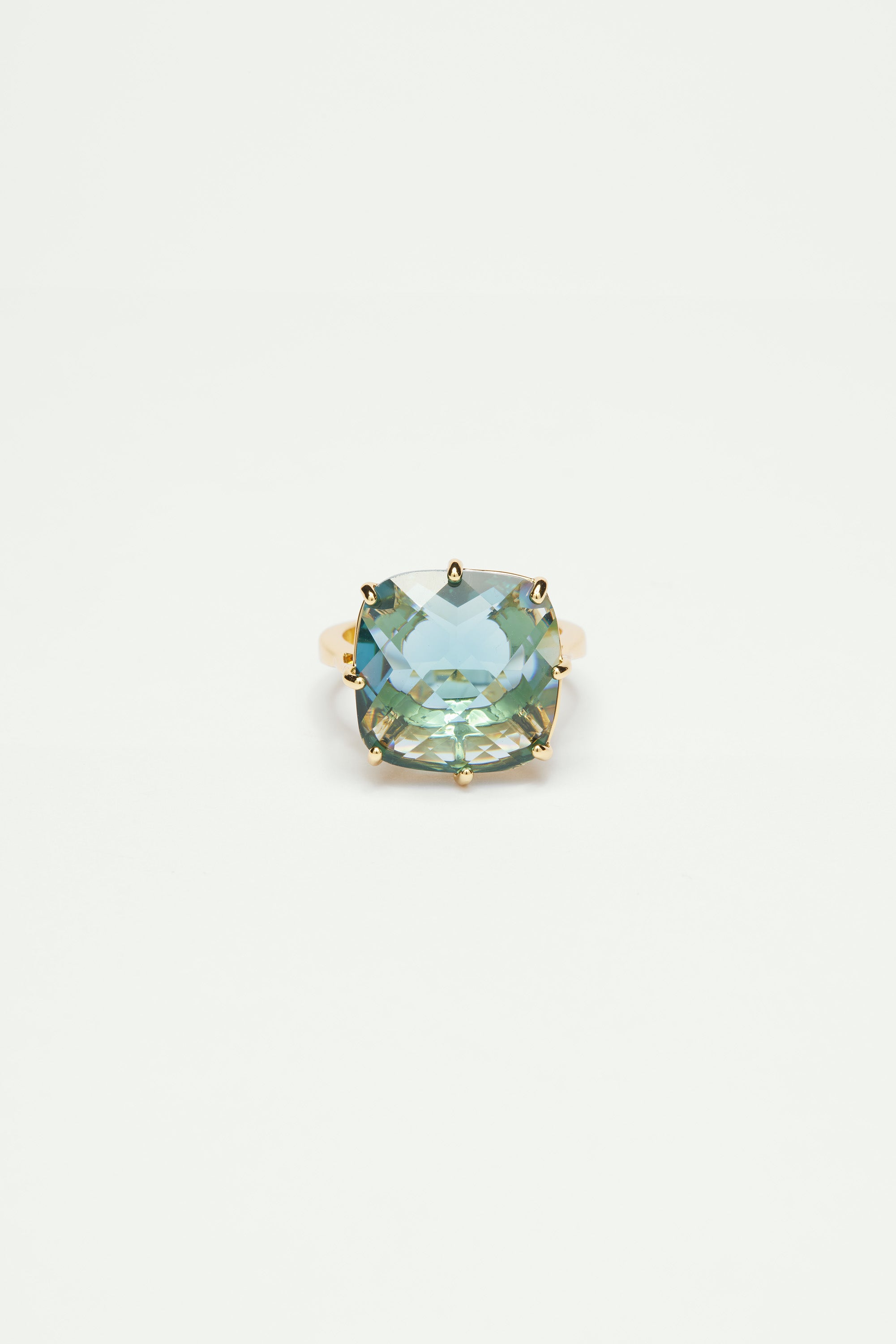 La Diamantine Acqua Azzura Square Stone Solitaire Ring