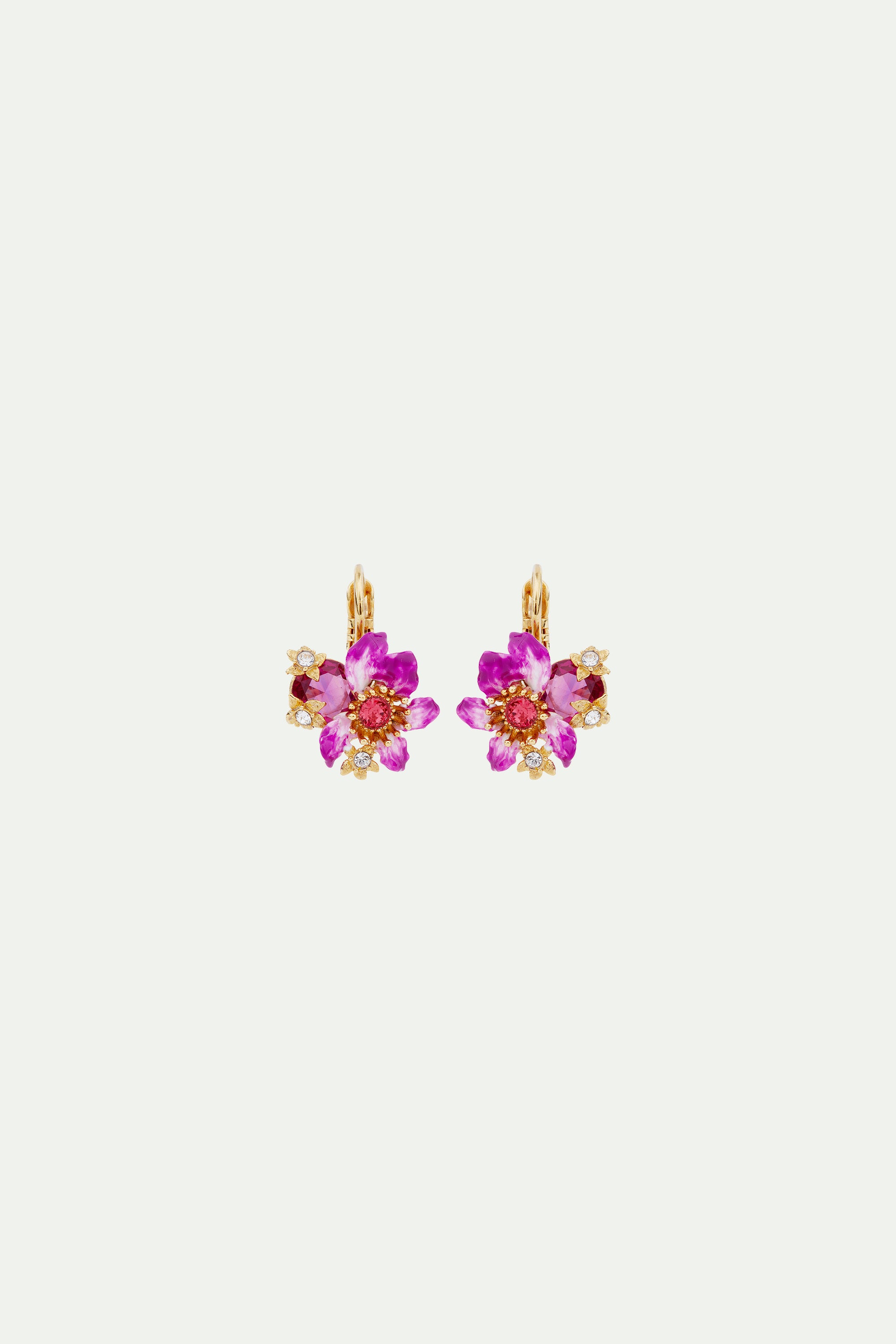 Purple bauhinia flower sleeper earrings