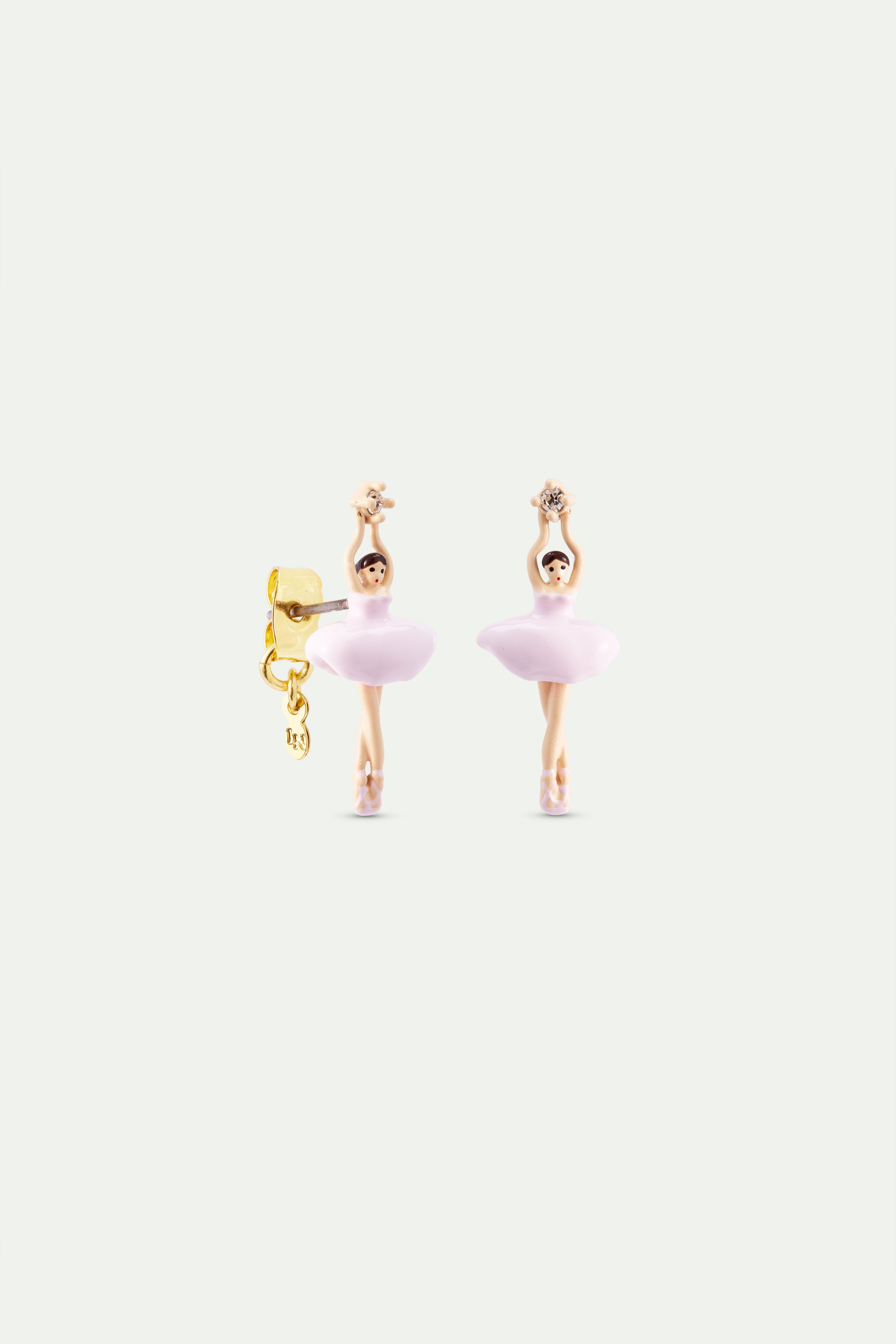 Pink ballerina and crystal earrings