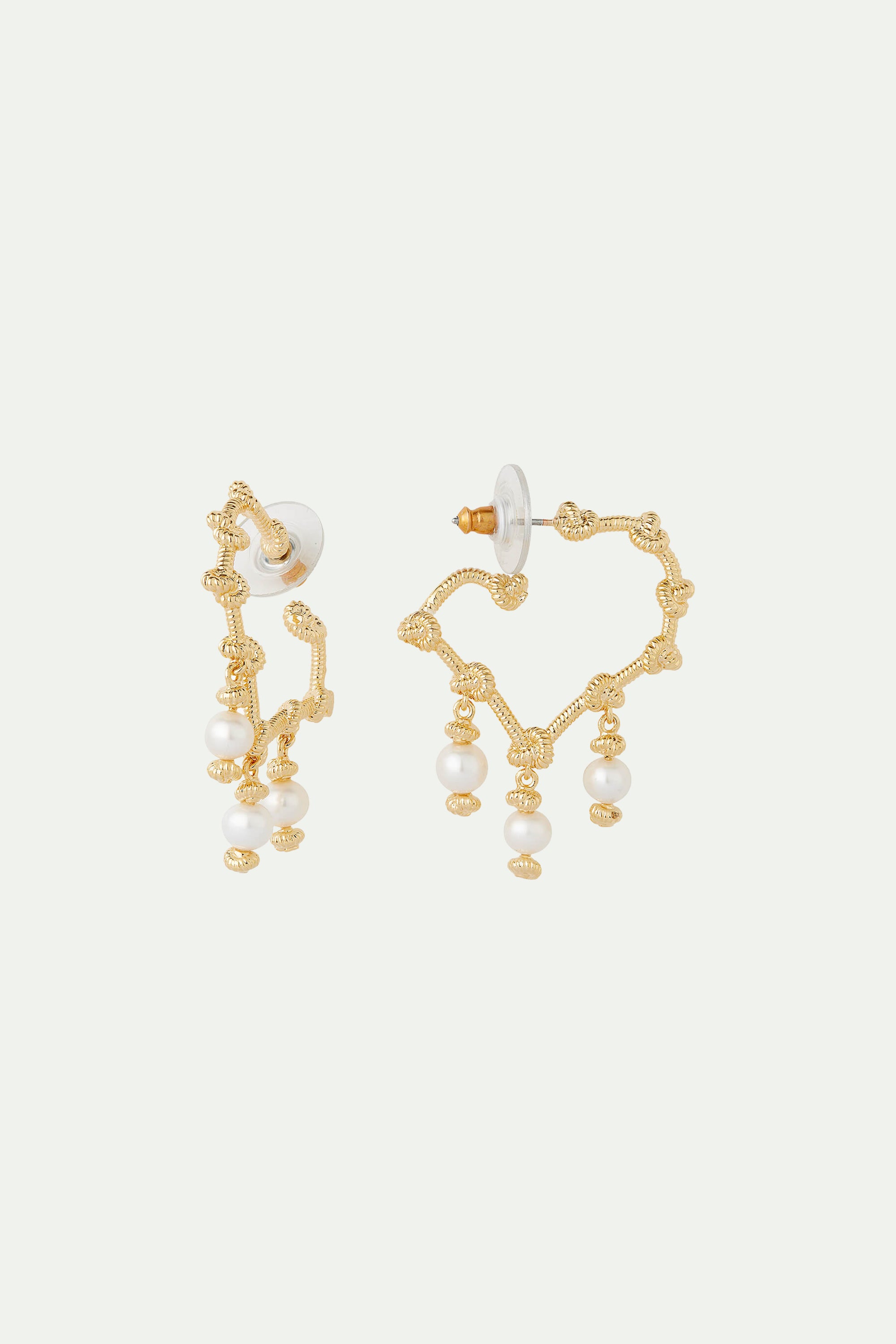 Boating knots and white pearl hoop earrings