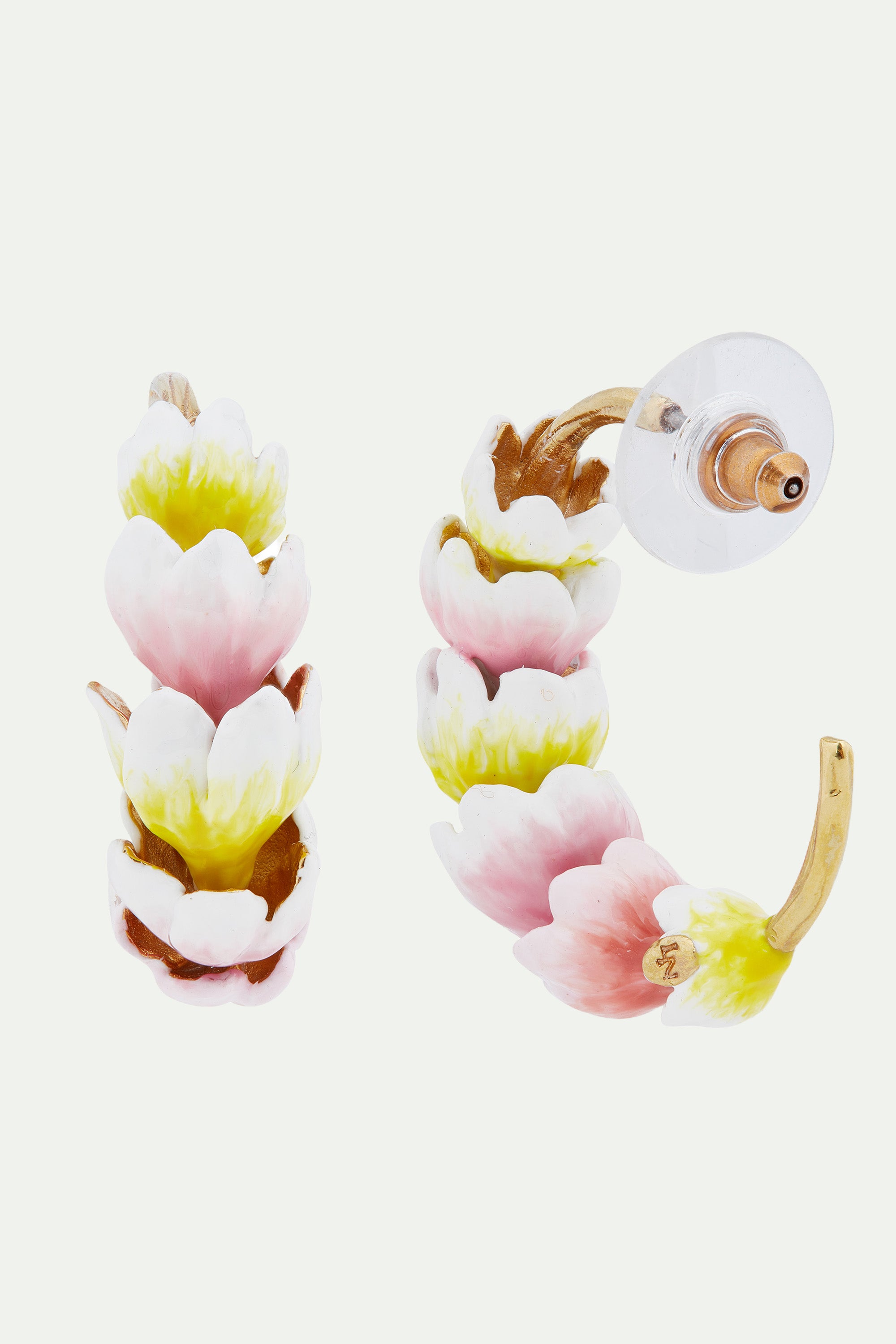 White and purple crocus hoop-earrings