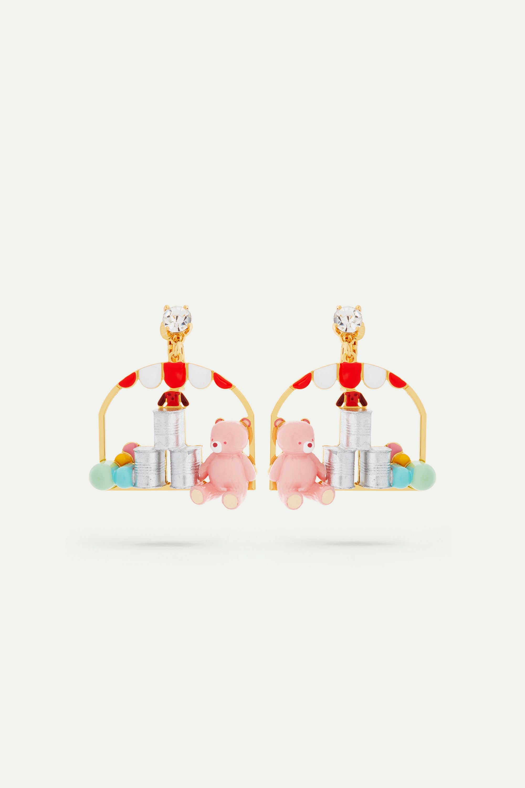 Teddy bear and tin-can-alley earrings