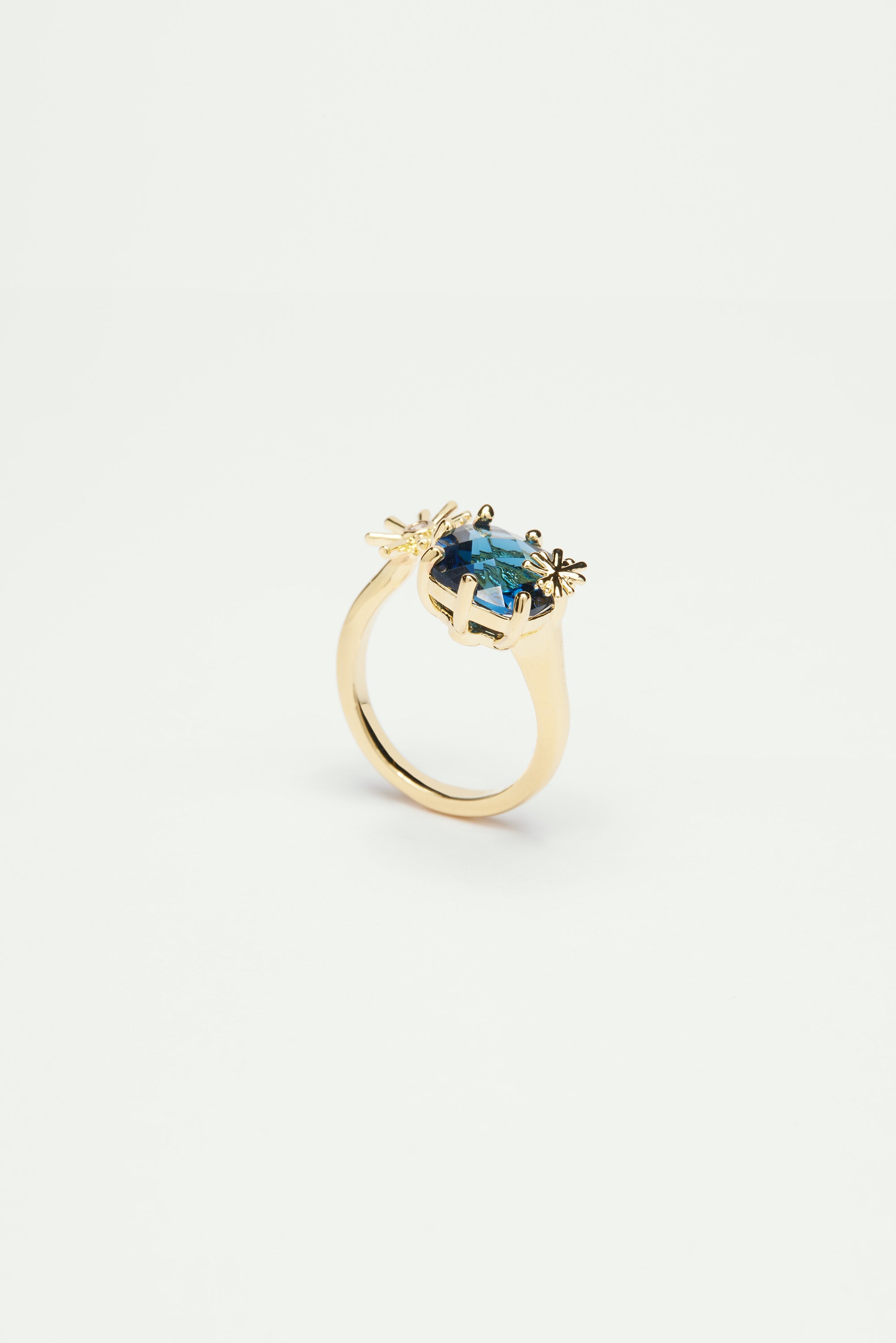 Gold stars and square stone adjustable you and me ring