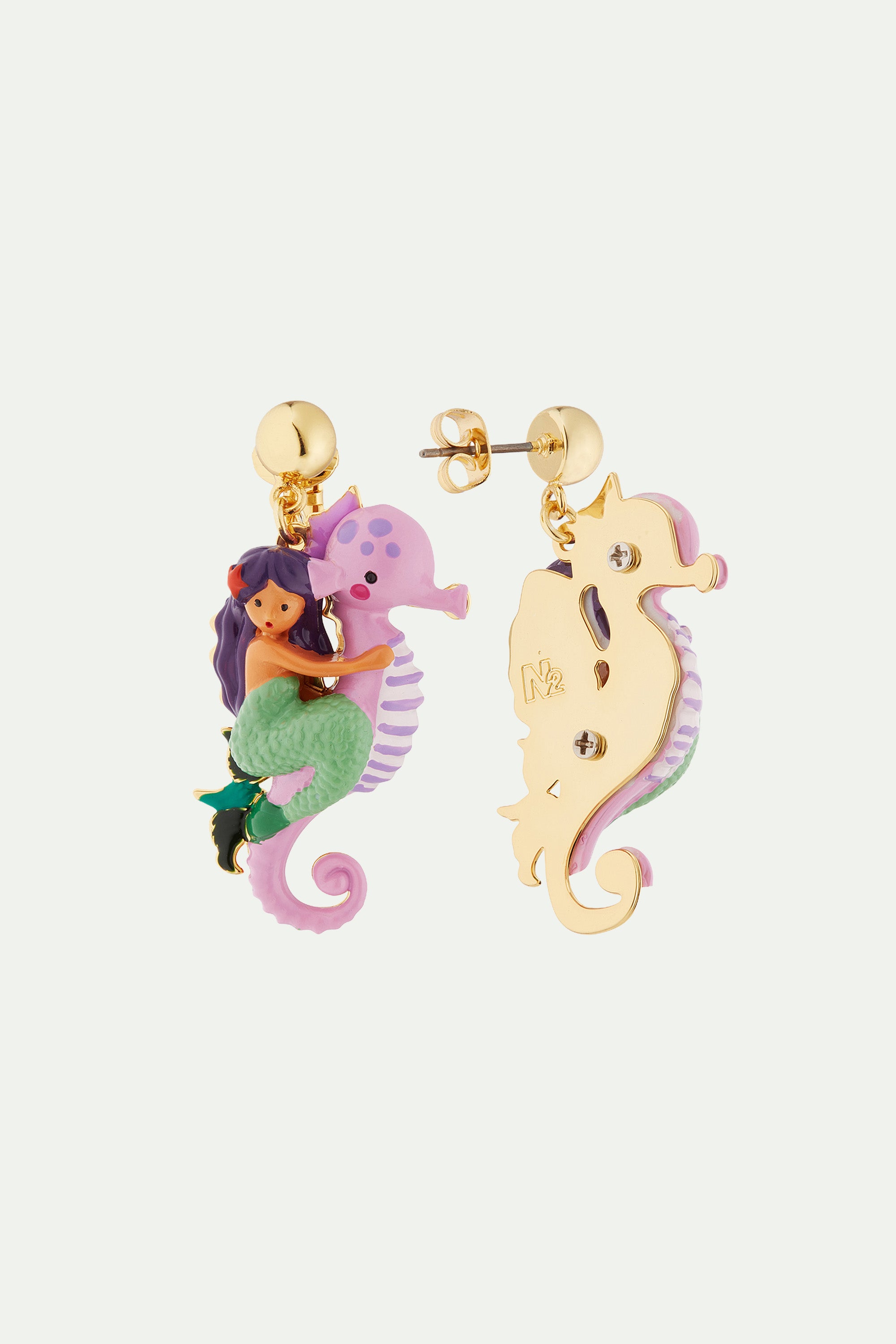 Mermaid and seahorse earrings