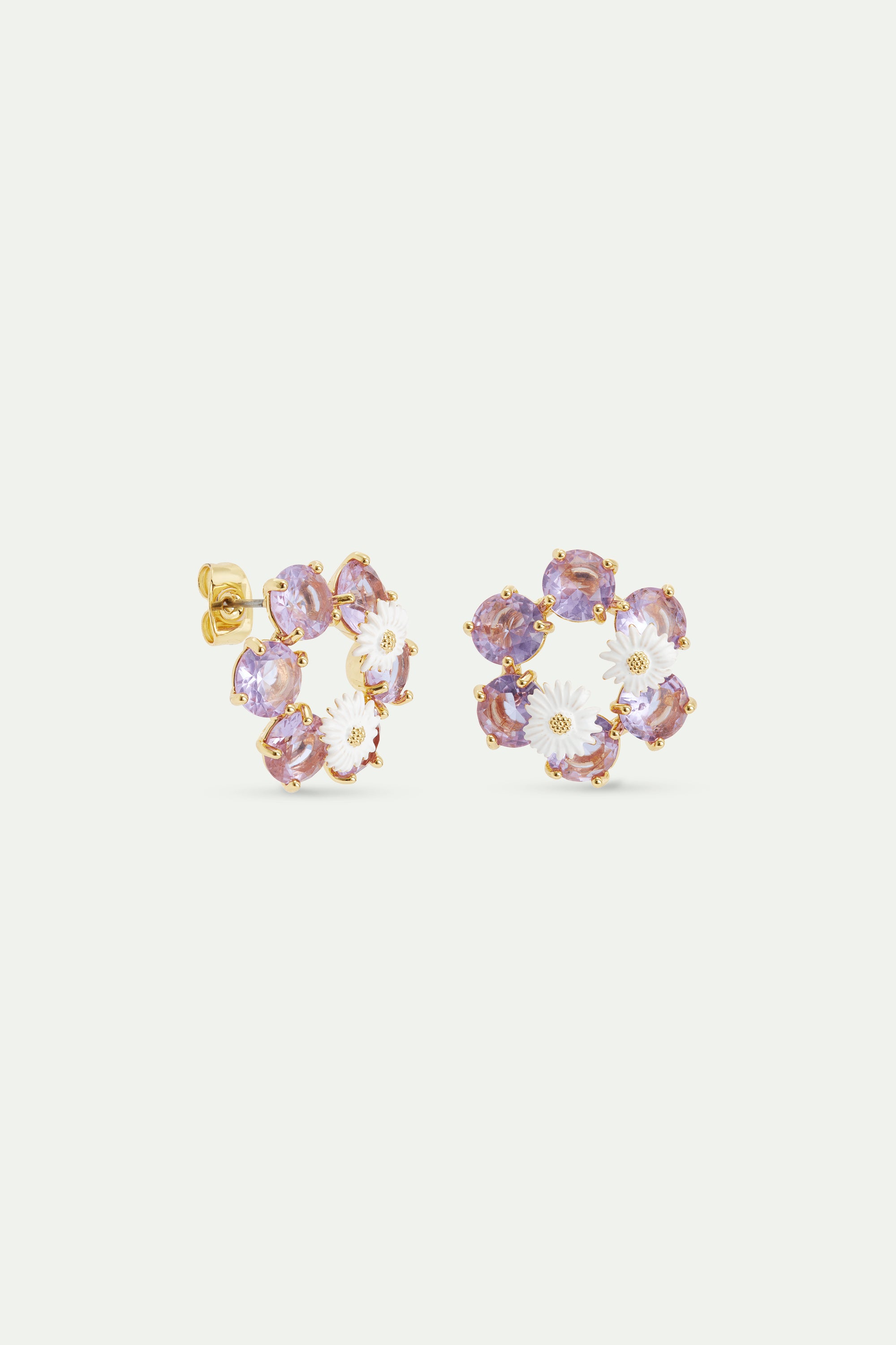 Lavender Diamantine six-stone earrings with daisies