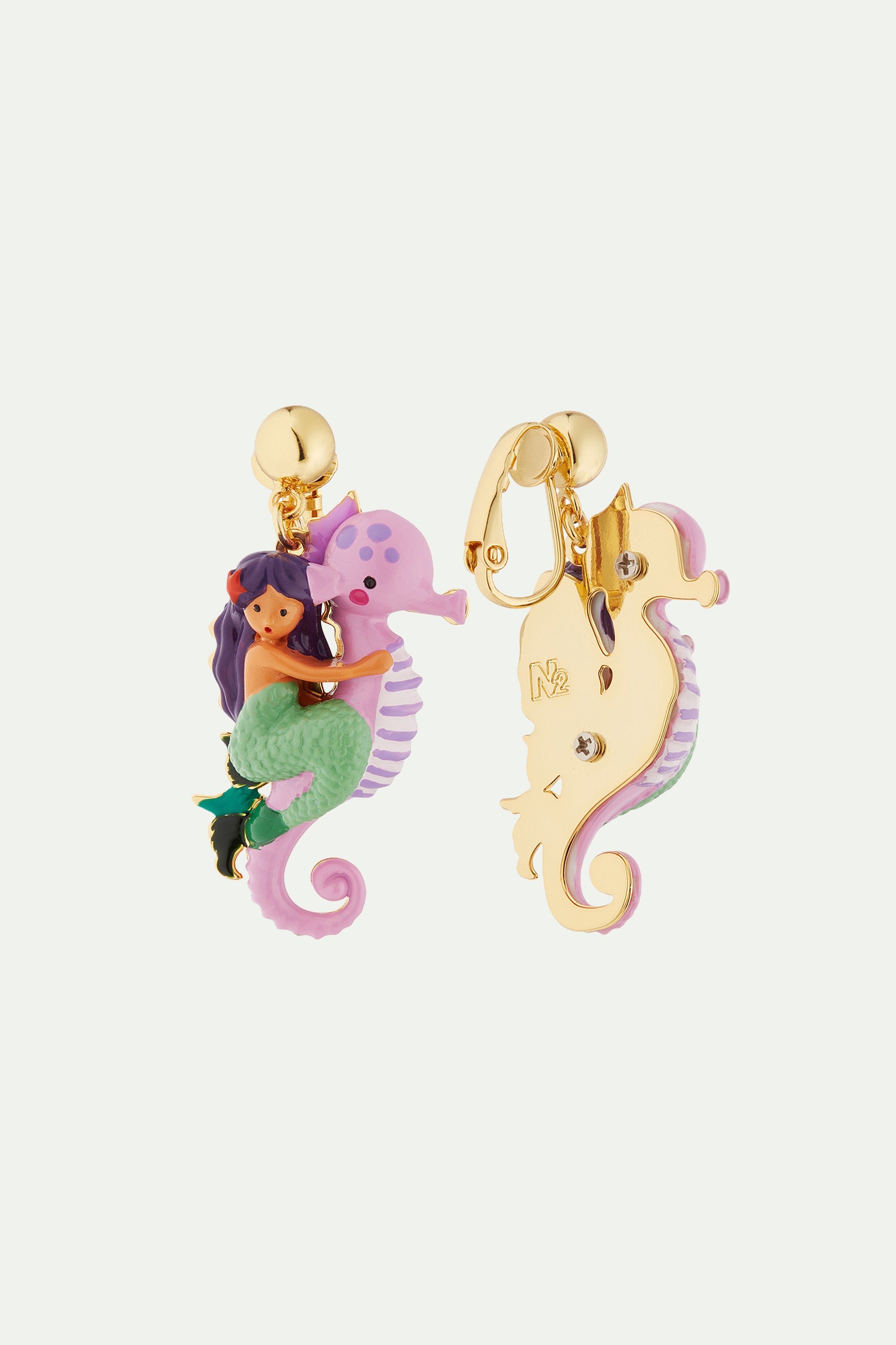 Mermaid and seahorse earrings