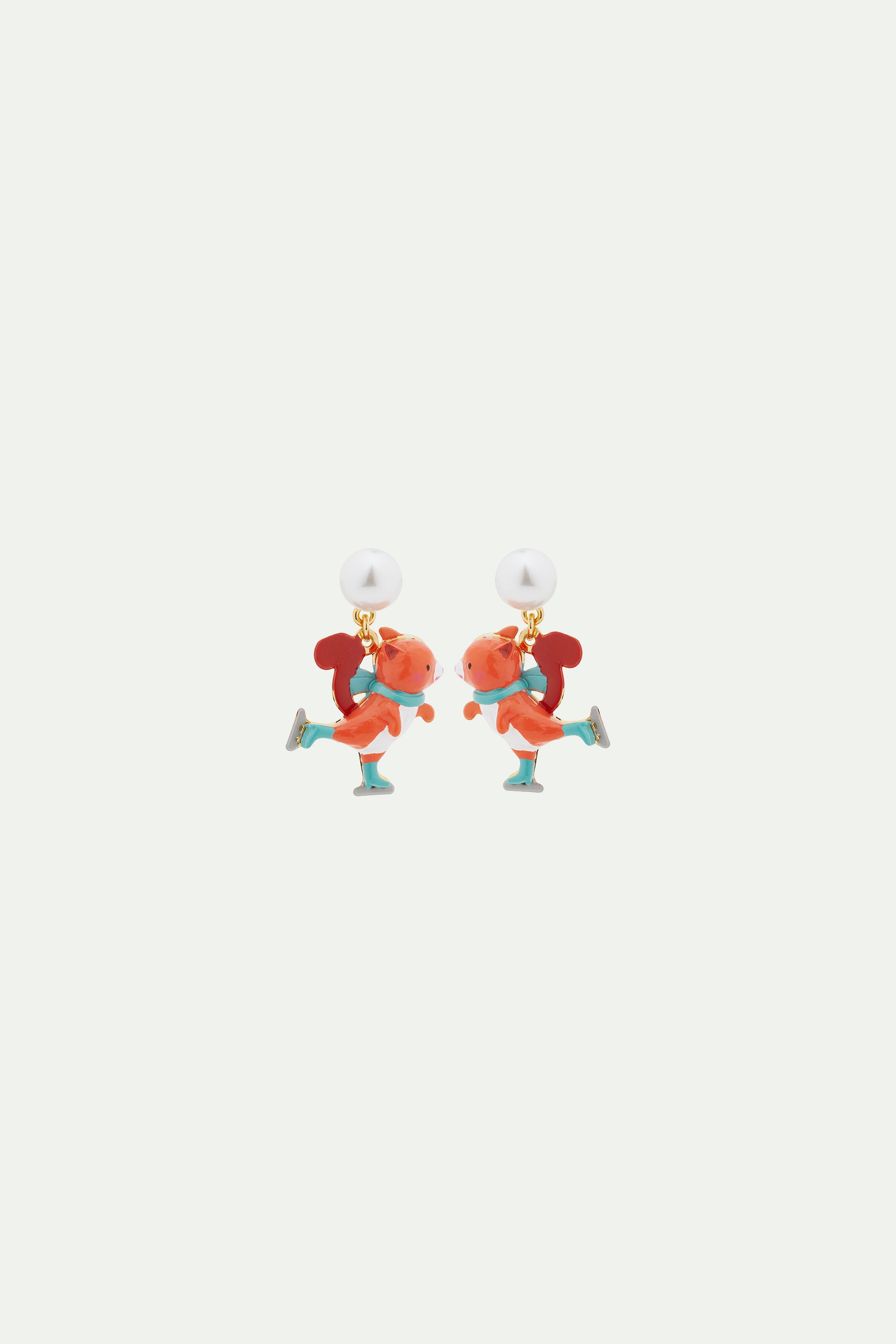 Ice skating squirrel clip-on earrings