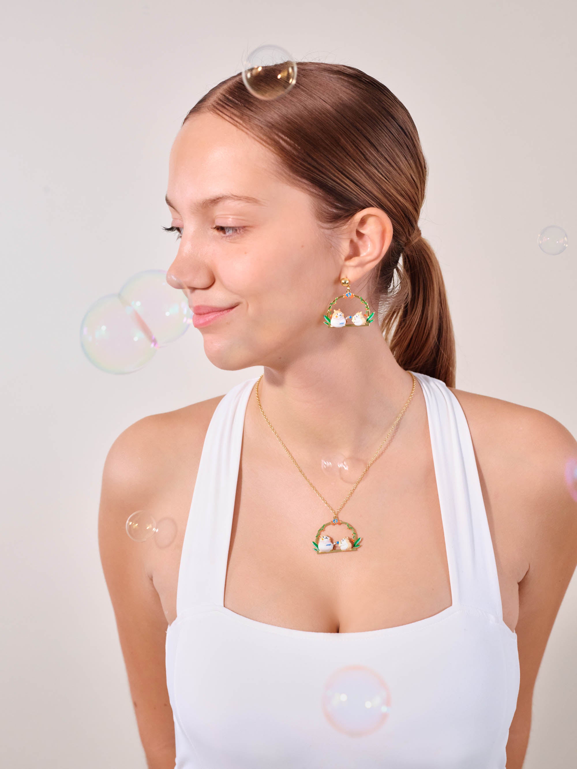 Hamster with a sweet tooth pendant necklace