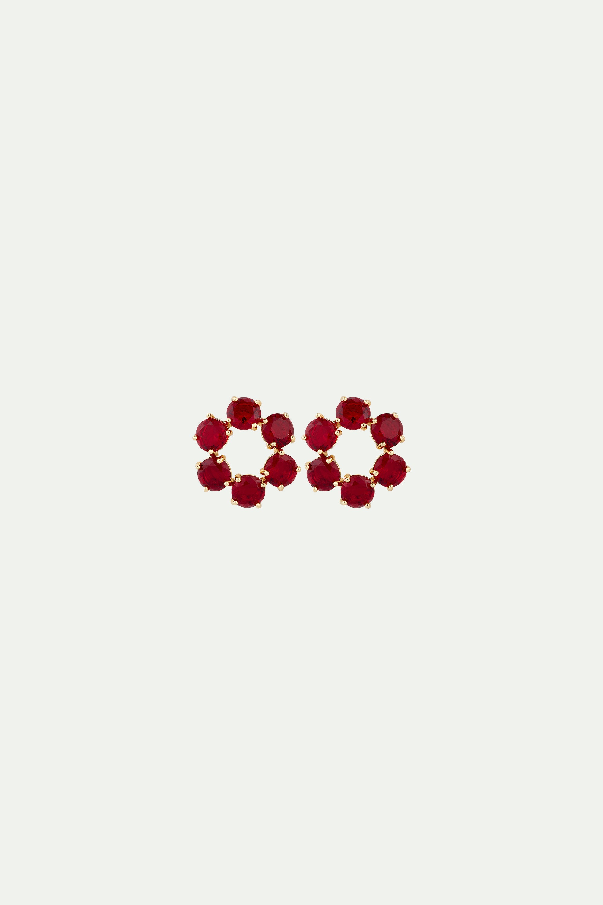 Garnet red diamantine 6 stone clip-on earrings