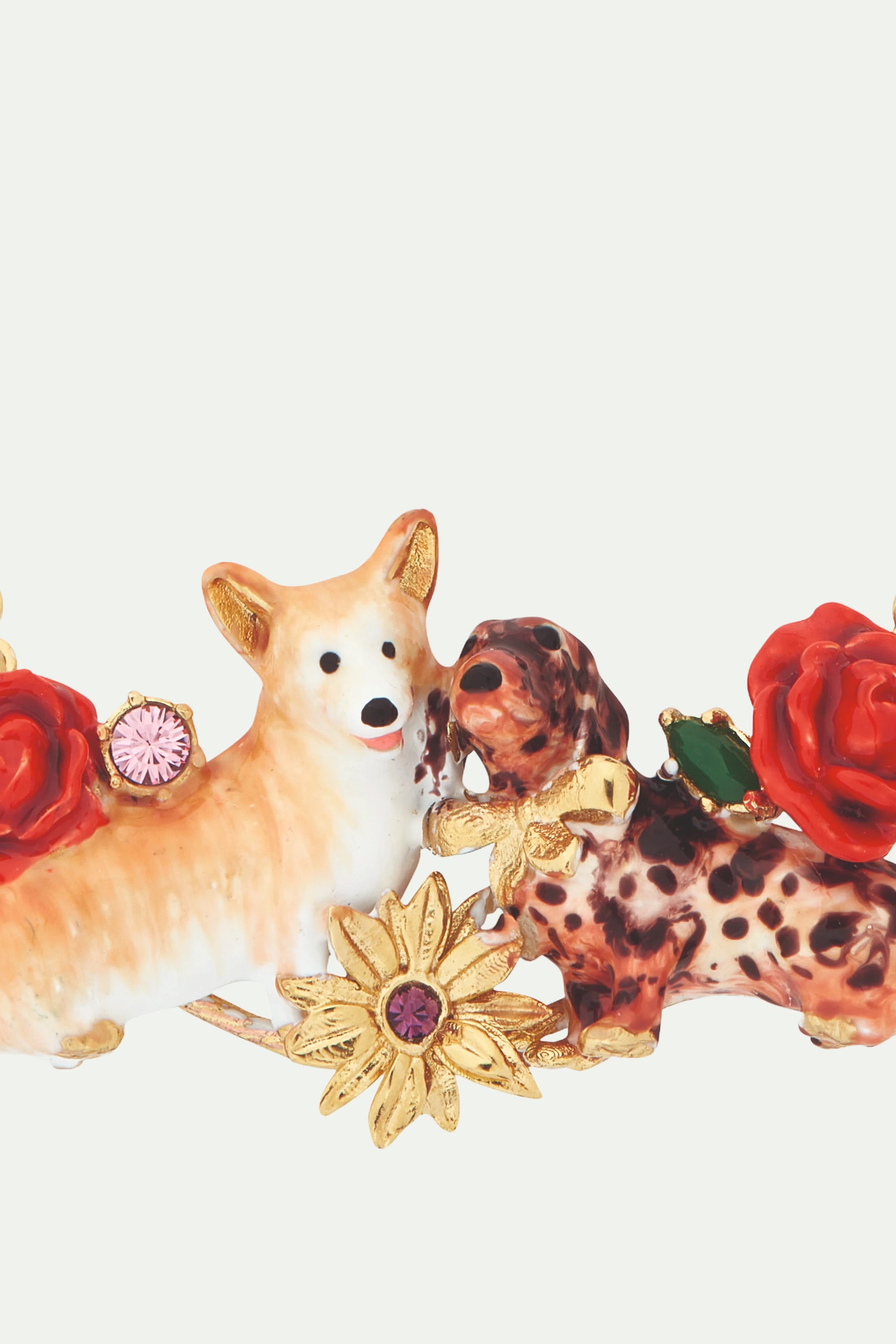 Corgi, dachshund and flower statement necklace