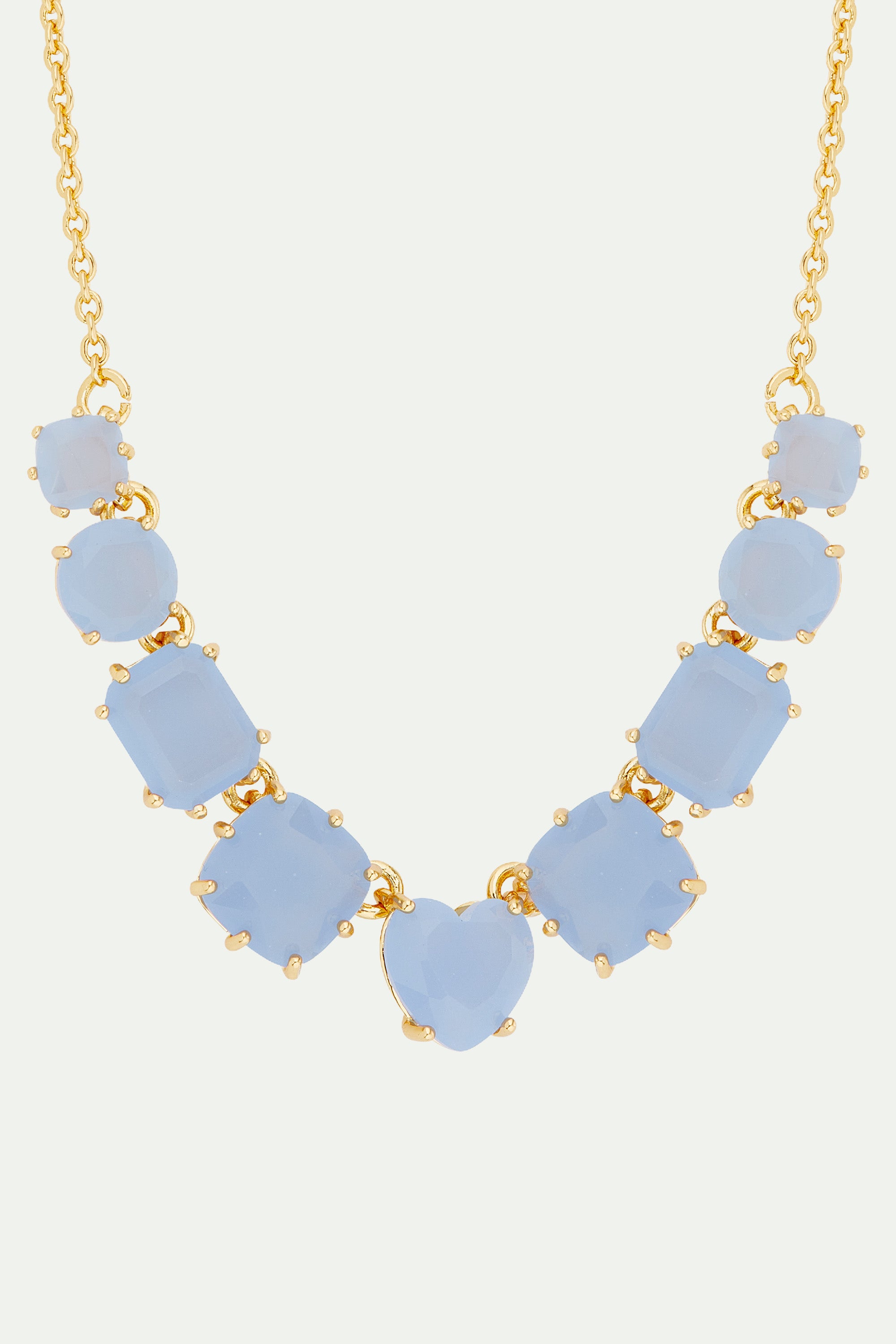 Sky blue diamantine 9 stone fine necklace