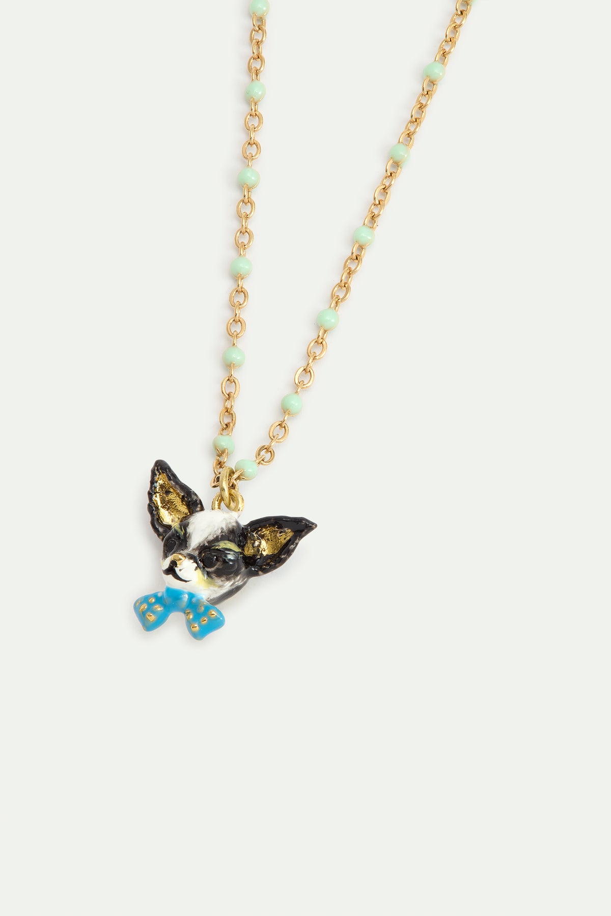 Chihuahua and blue bow tie fine bracelet
