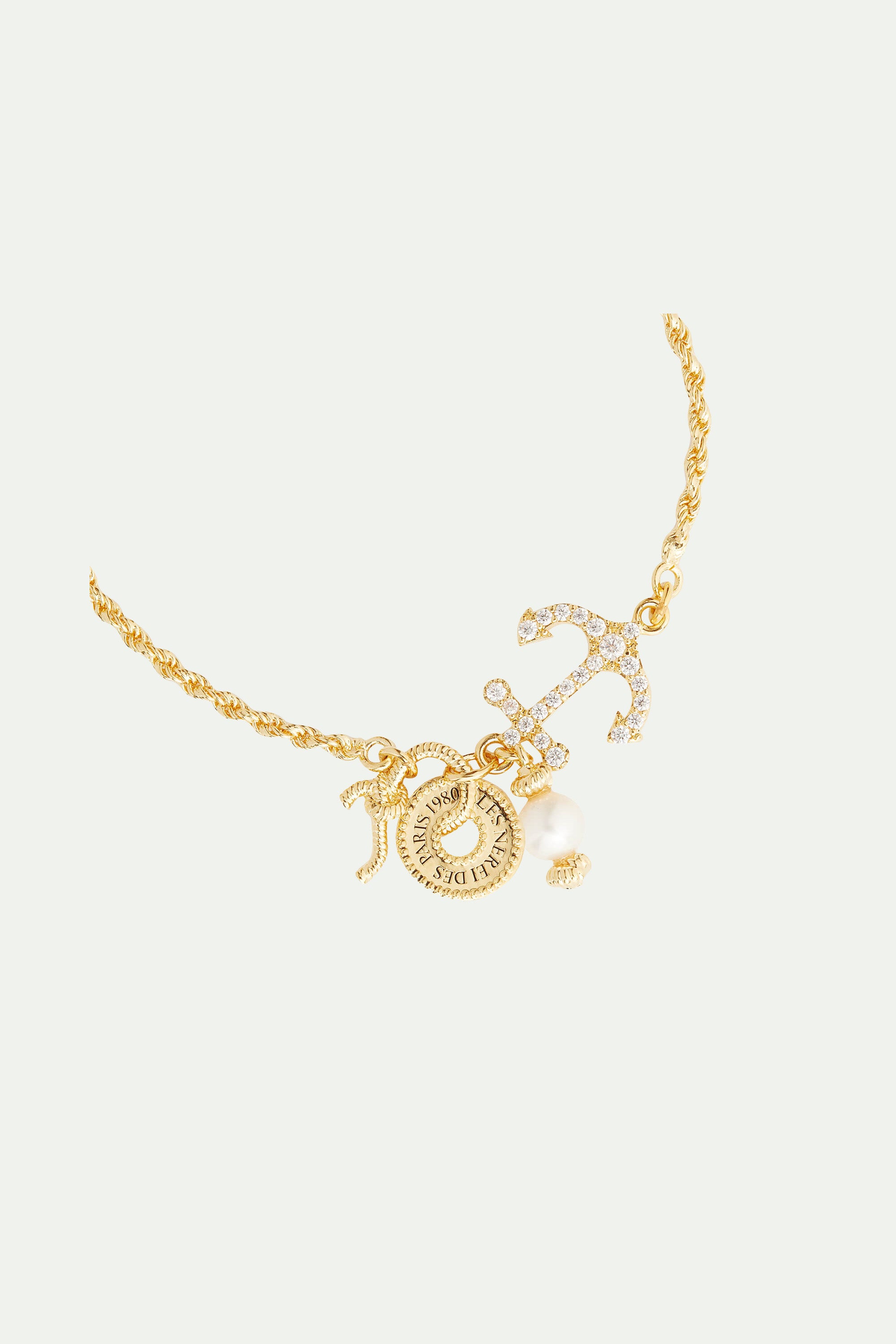 Anchor and twisted chain thin bracelet