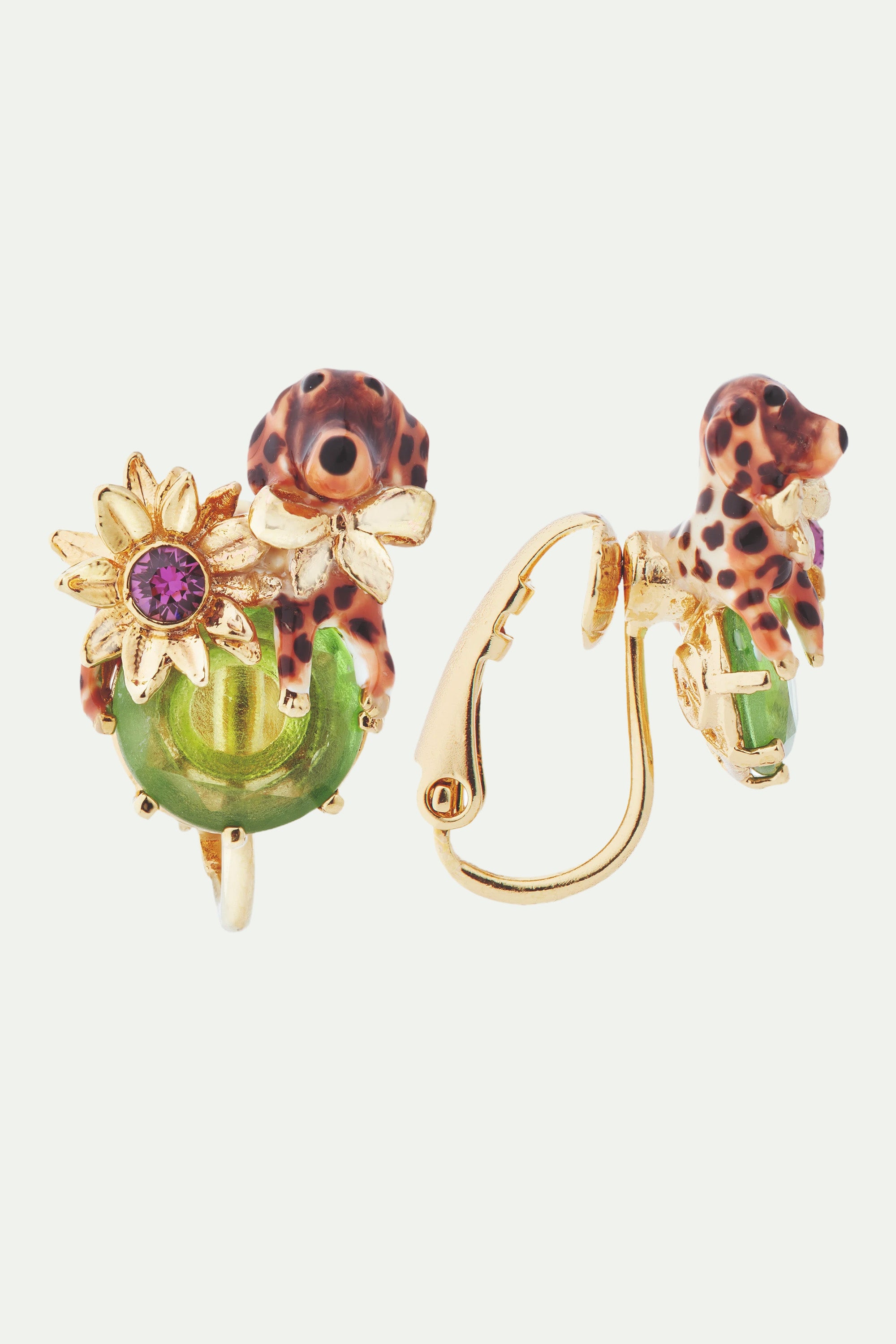 Dachshund and stone post earrings