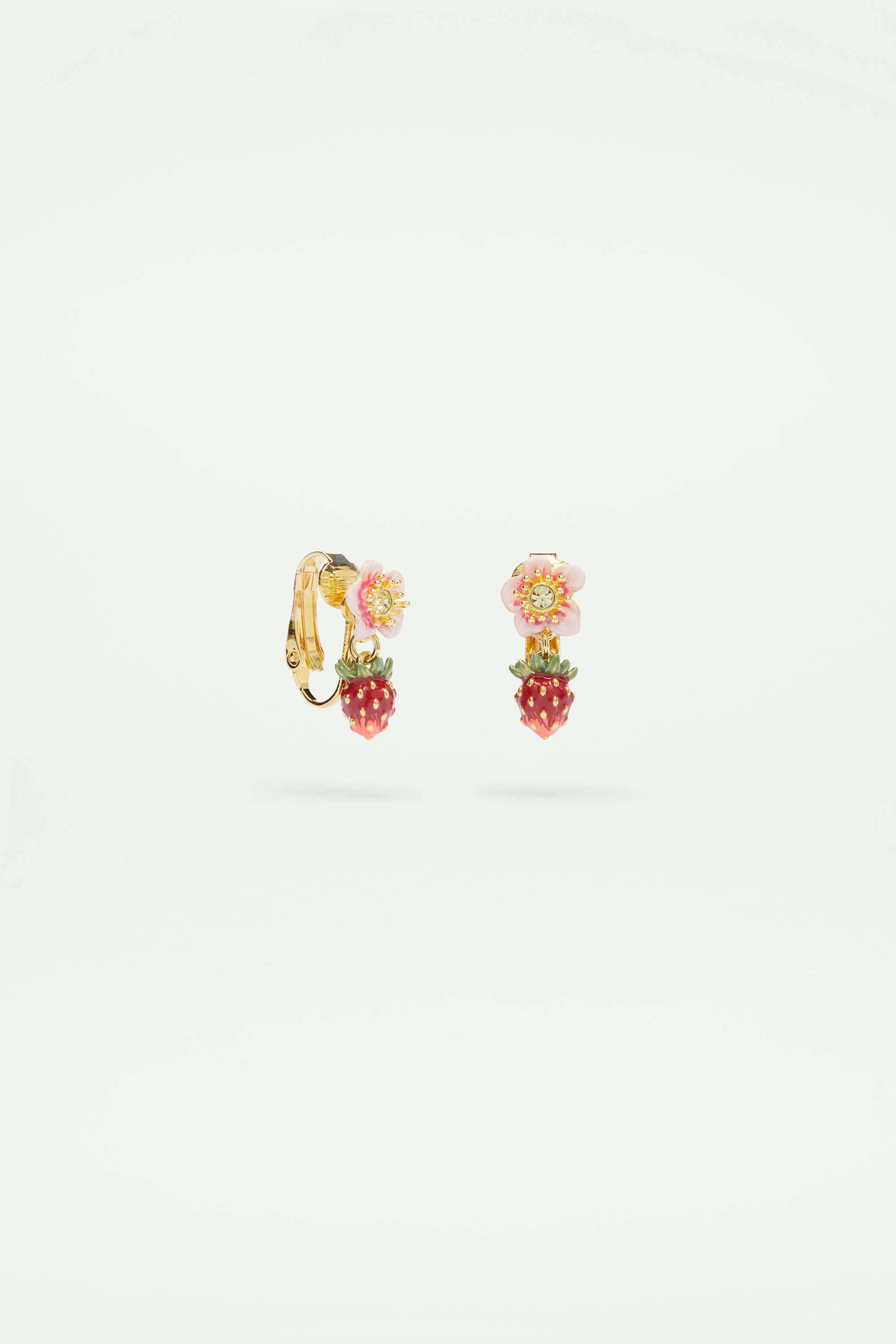 Wild strawberry and rose earrings