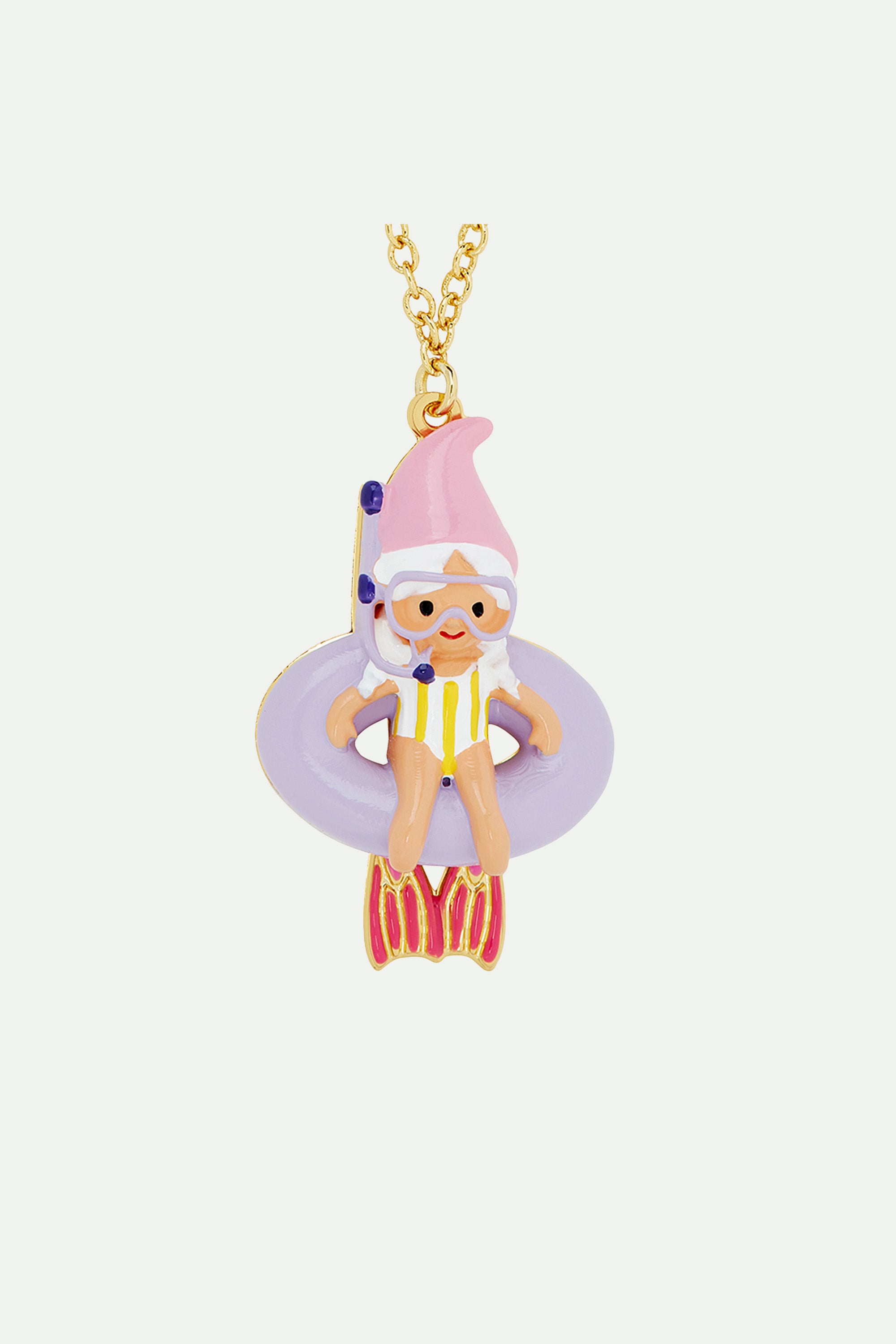 Diving gnome pendant necklace