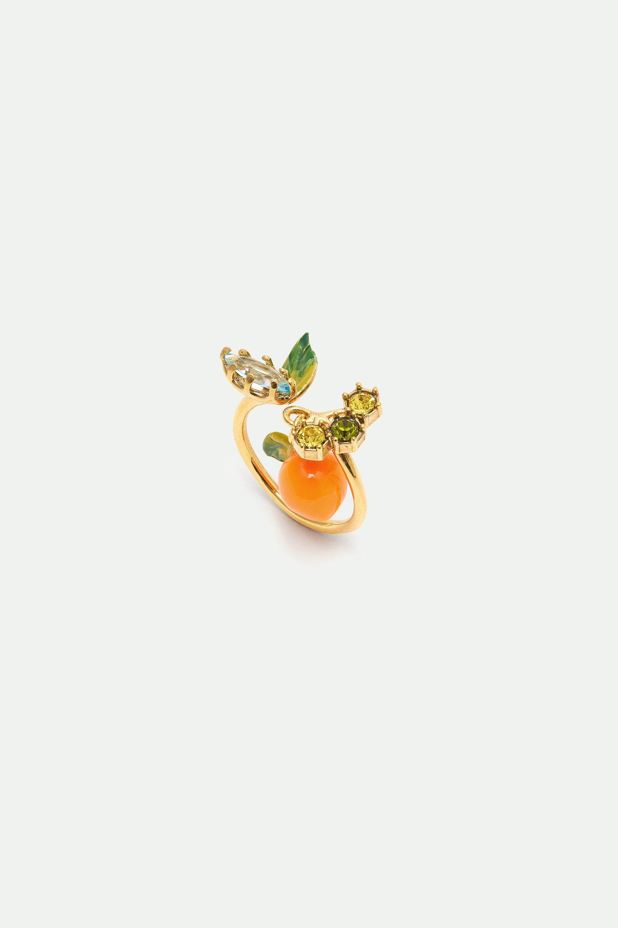 Orange adjustable ring with blue and green stones