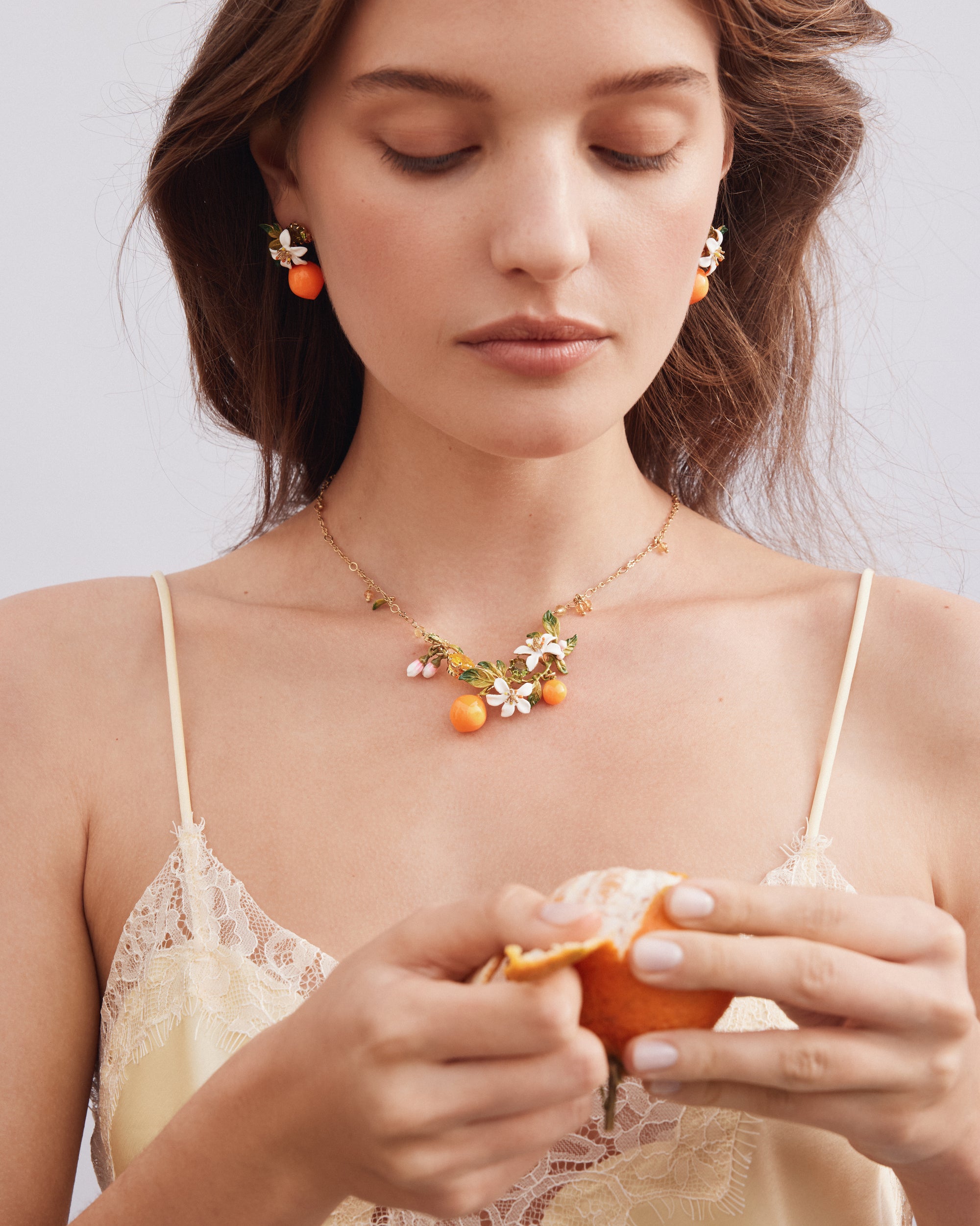 Orange and orange blossom Clip on earrings