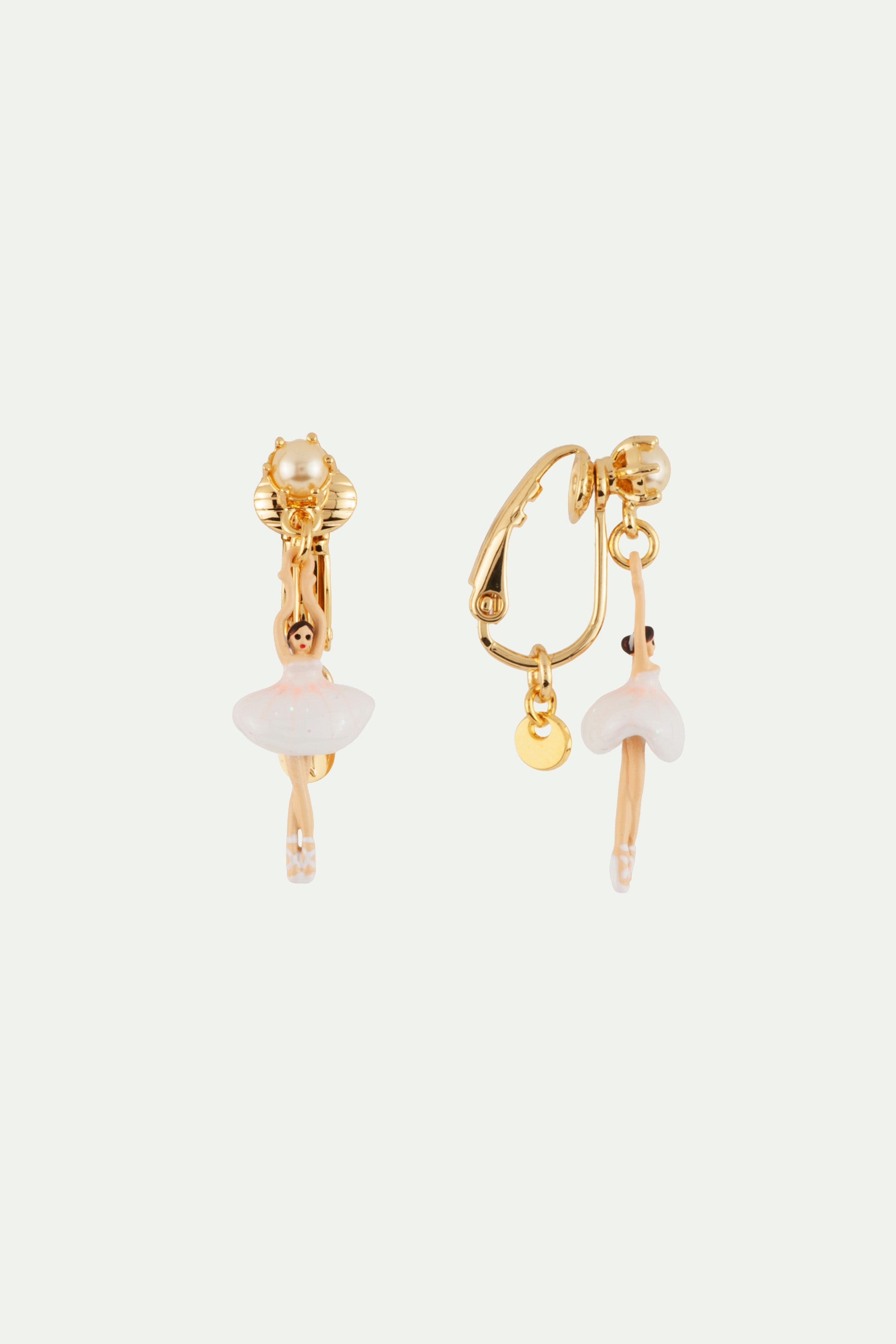 Clip on earrings with mini ballerina in a red tutu