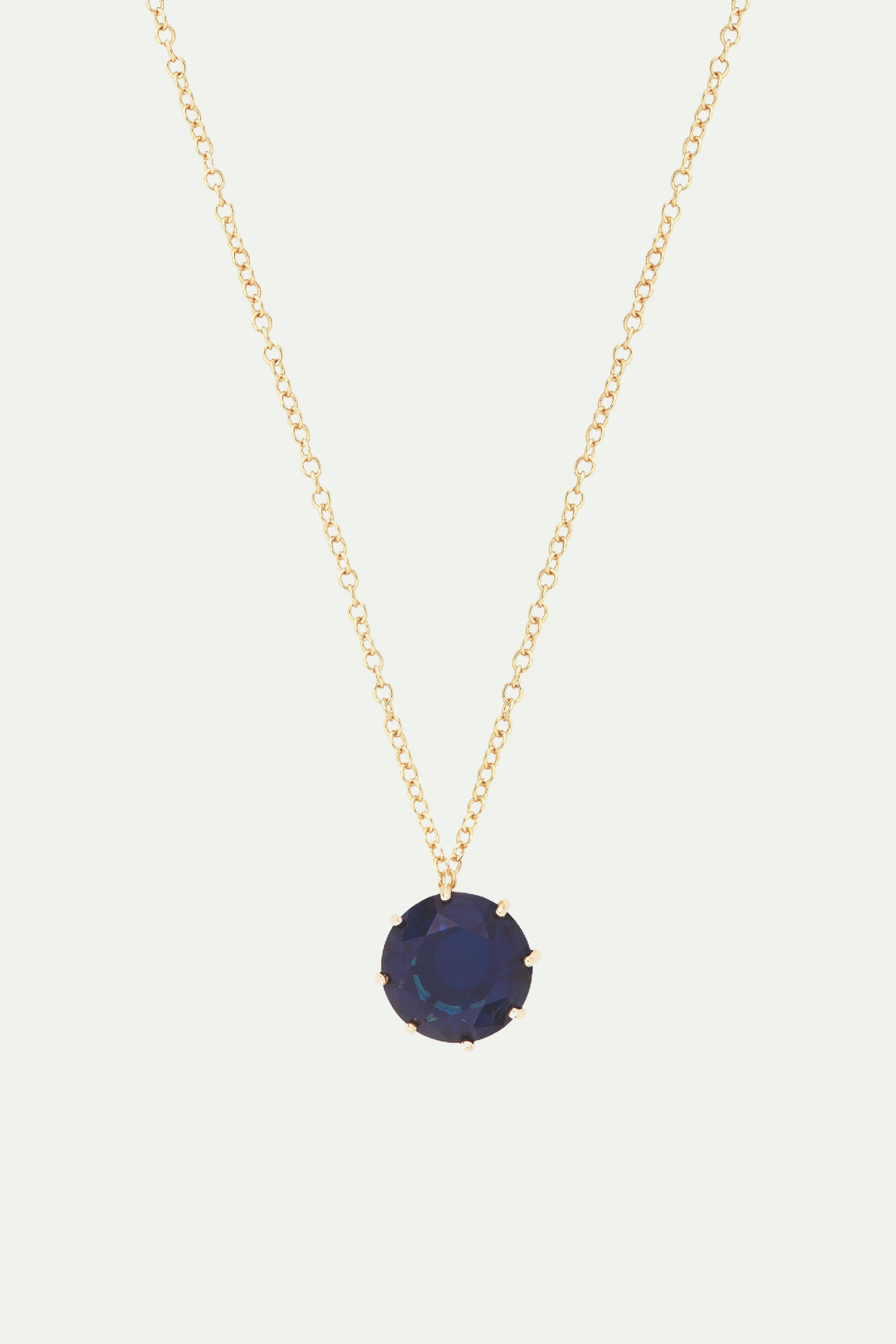 Ocean blue diamantine round stone long necklace