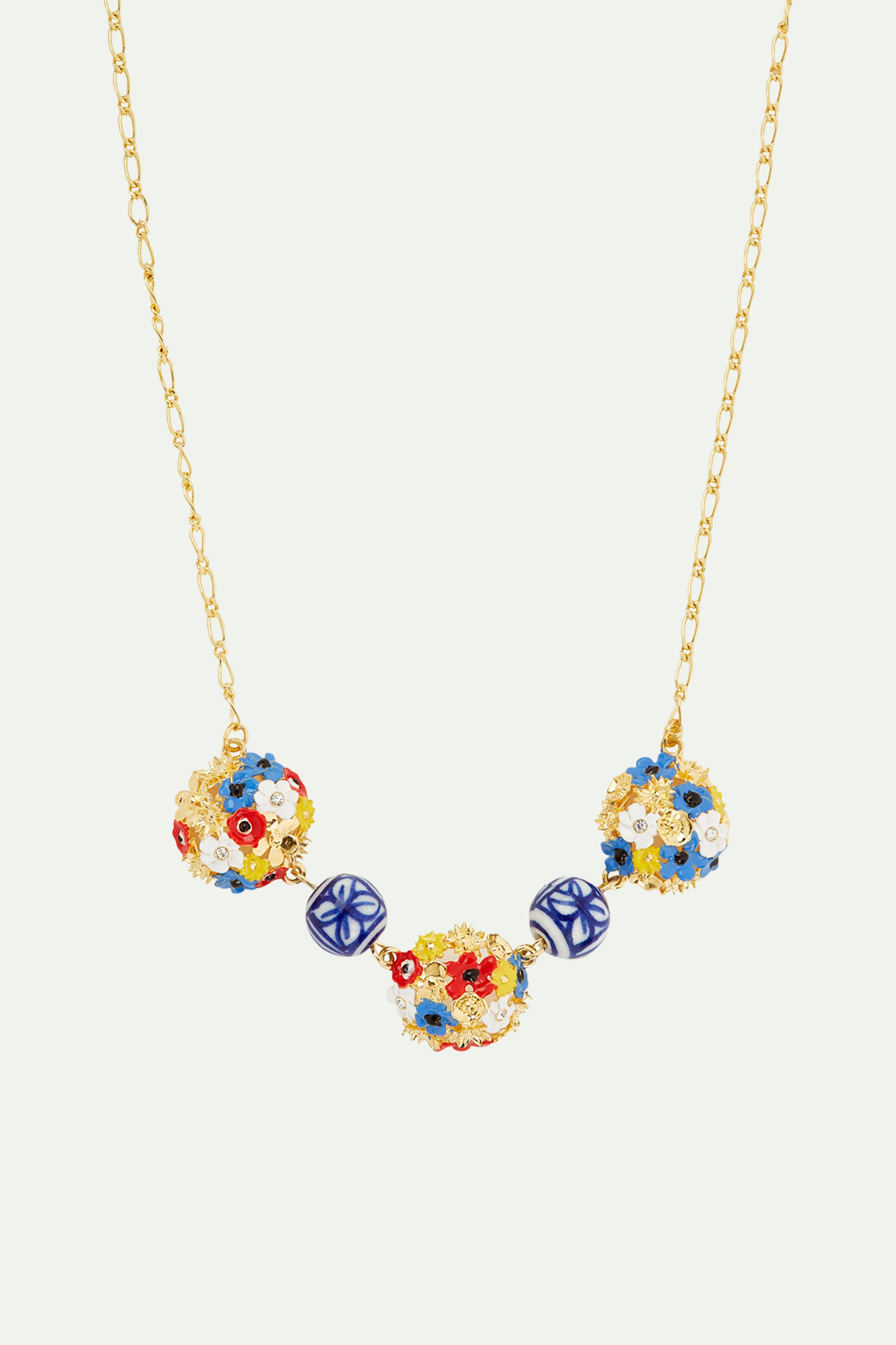 Flower bouquet and ceramic bead statement necklace