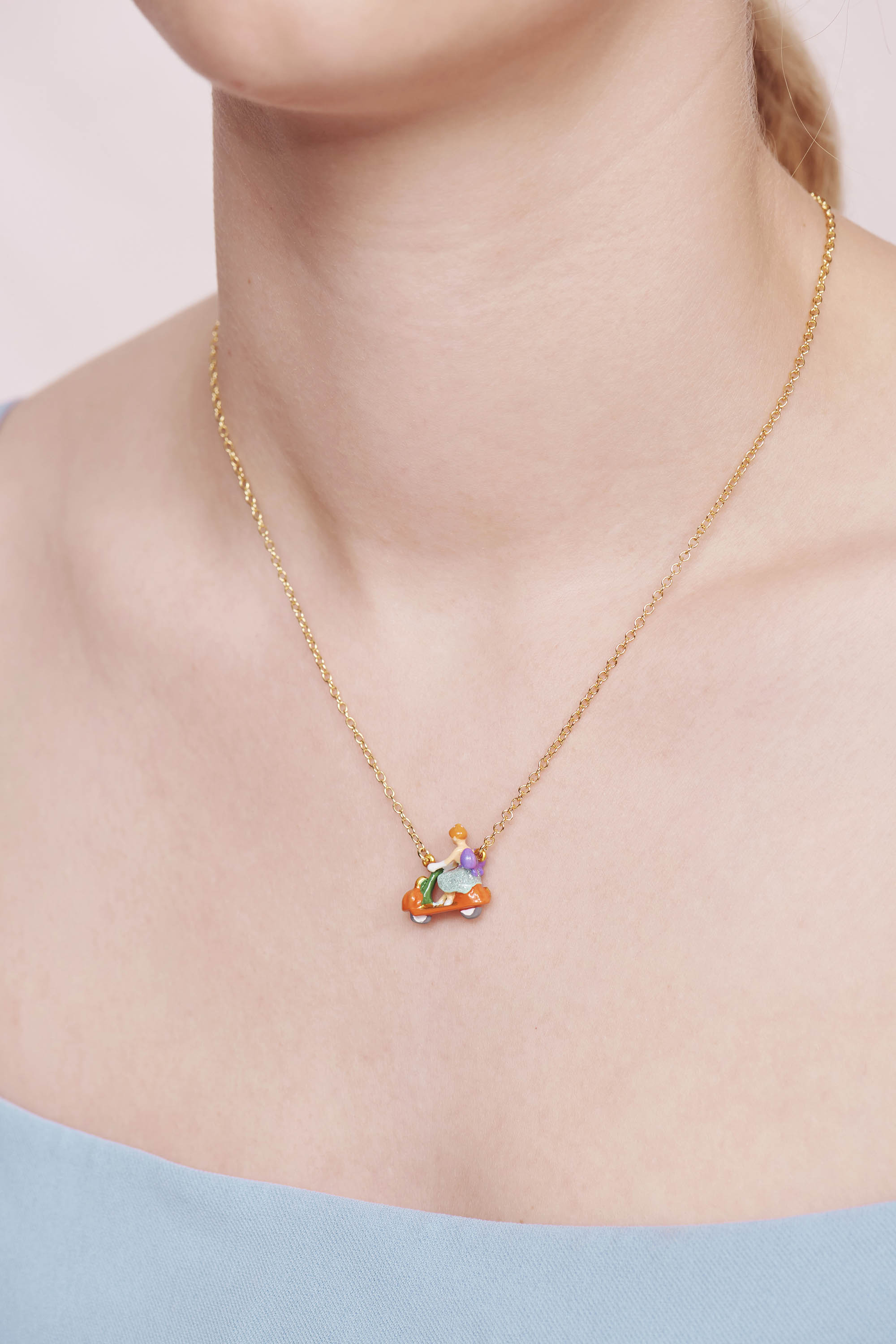 Cinderella and Pumpkin Scooter pendant necklace