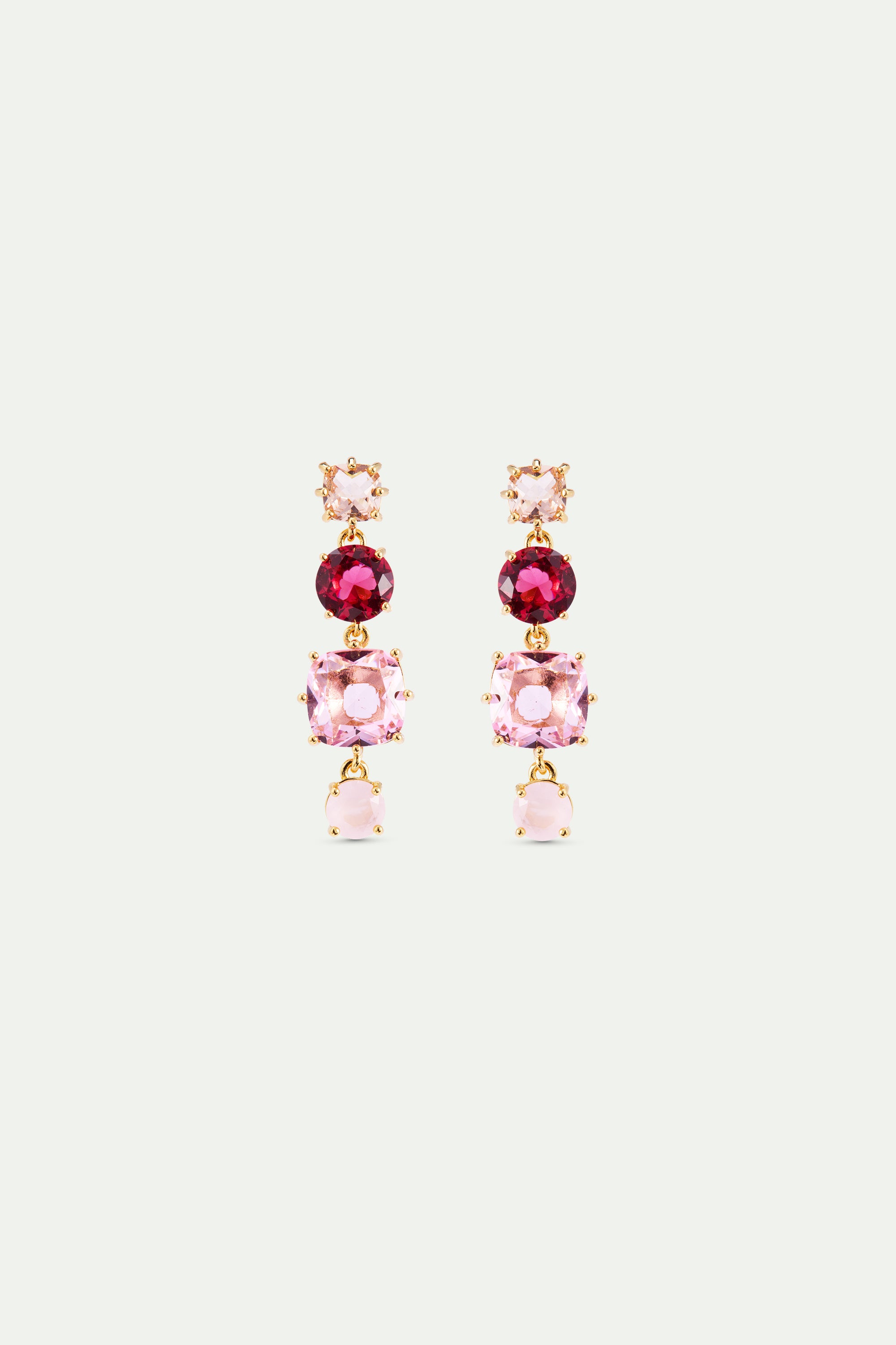 Diamantine earrings with 4 Rosa Centifolia stones