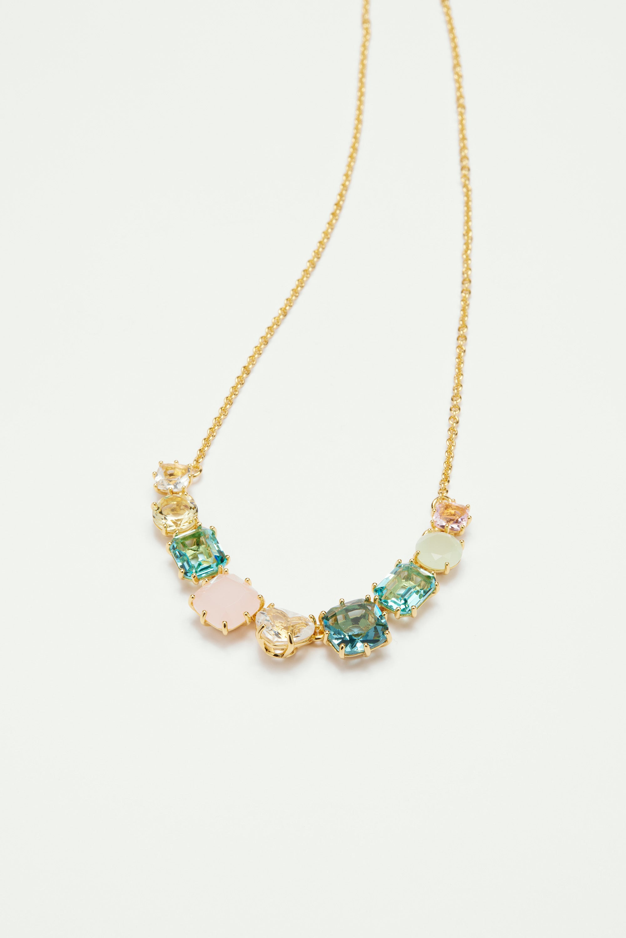 La Diamantine Acqua Azzura 9 Stones Thin Pendant Necklace