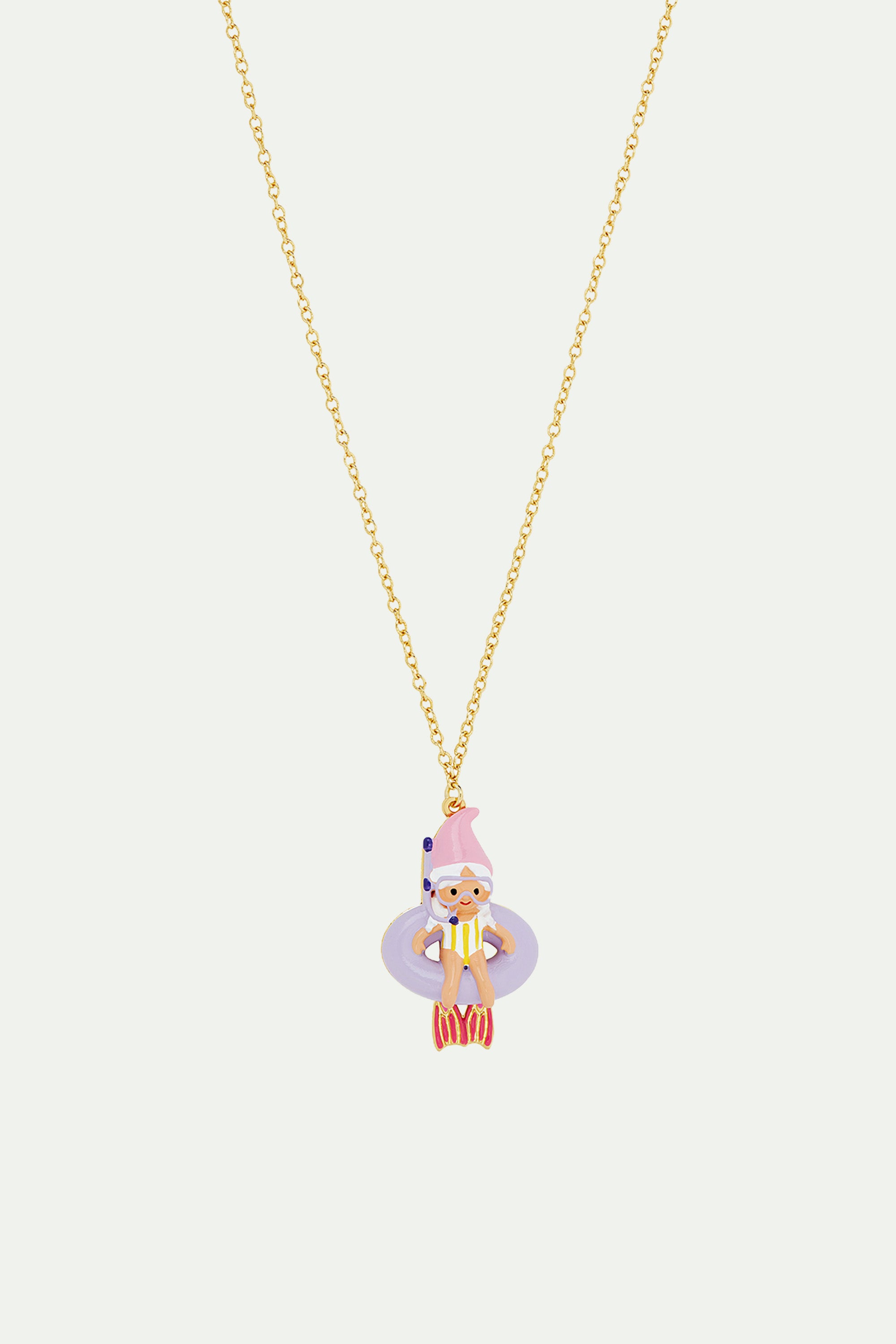 Diving gnome pendant necklace