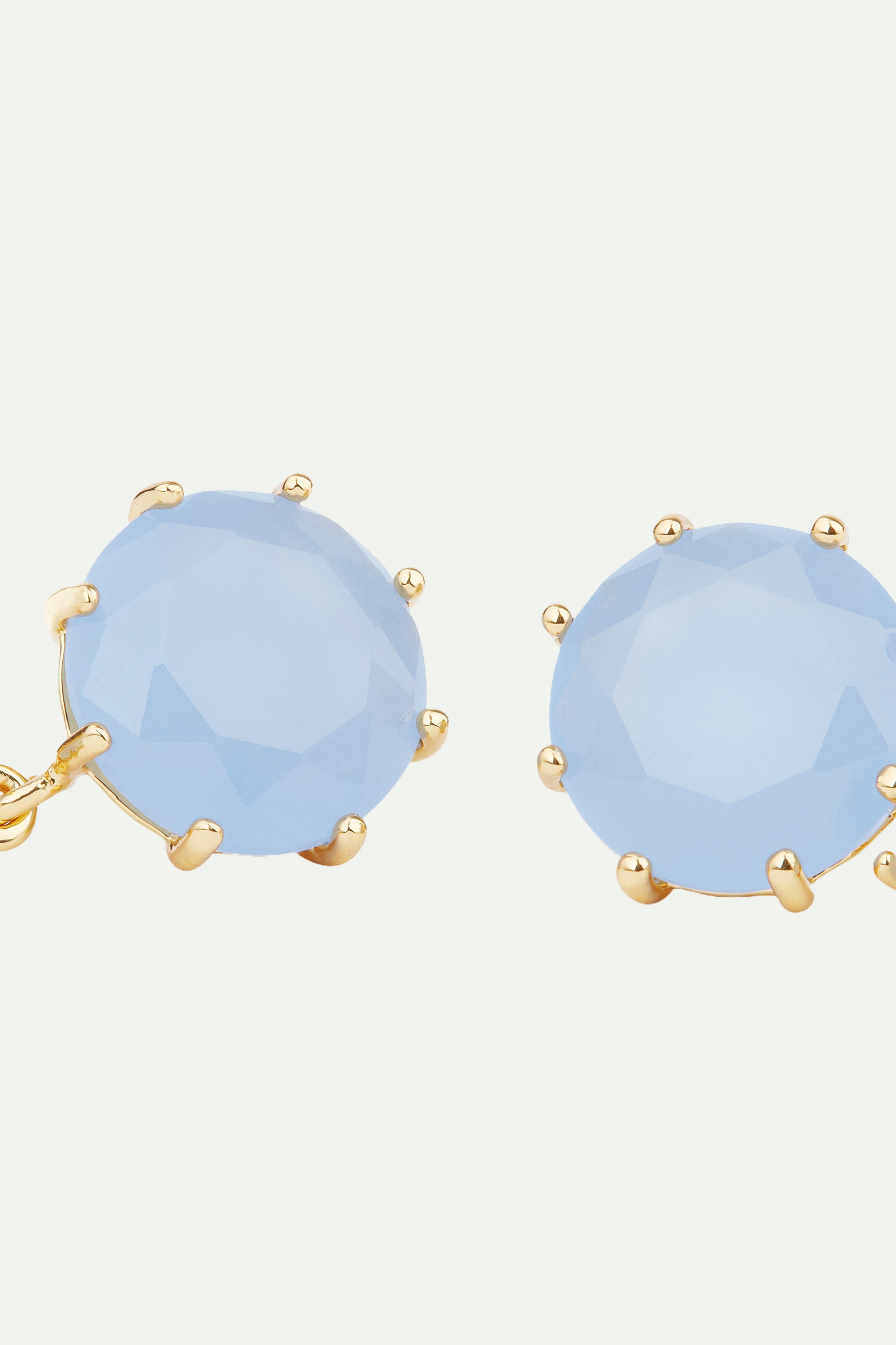 Sky blue Diamantine 2 round stone sleeper earrings