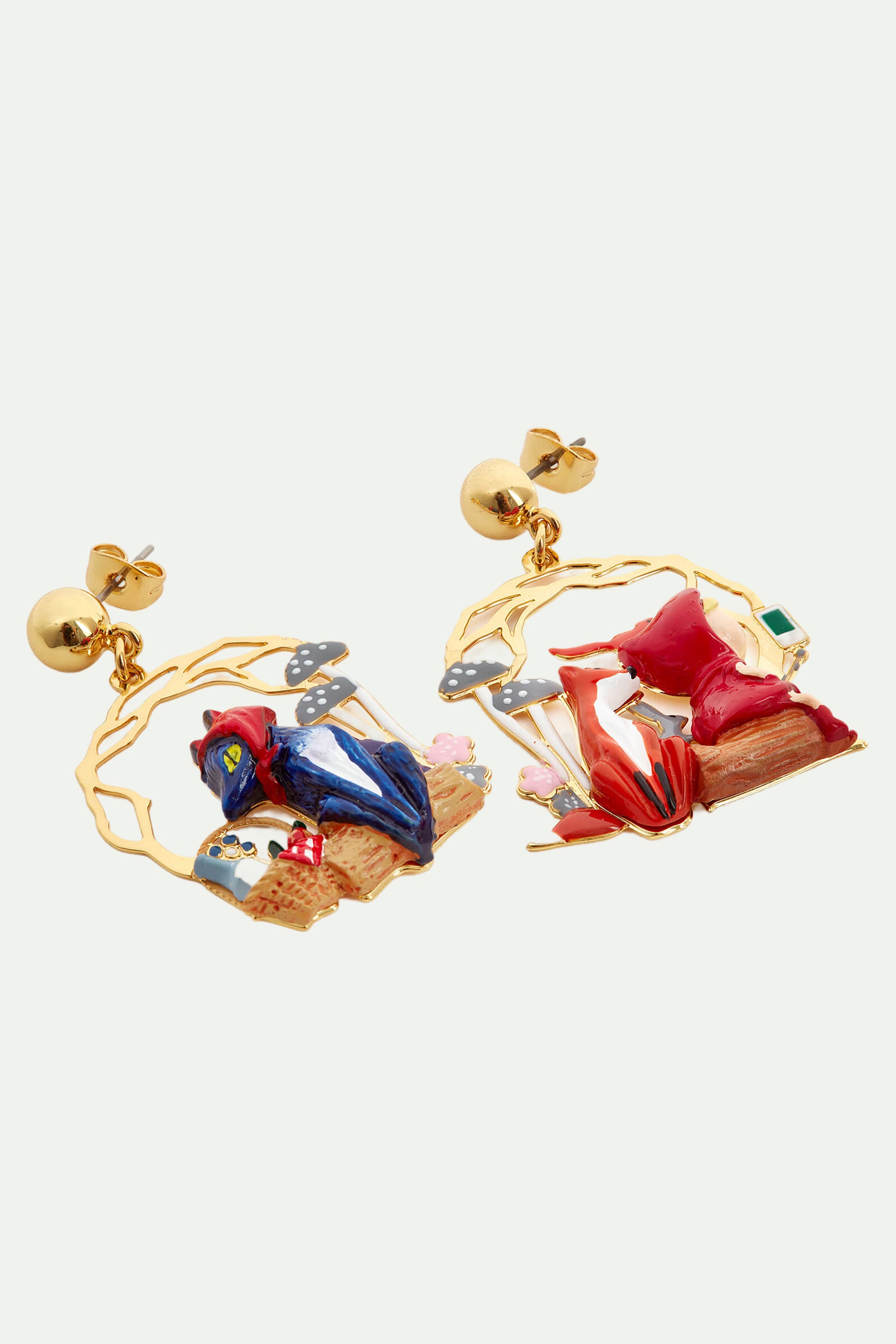 Little Red Riding Hood Picnic clip-on earrings