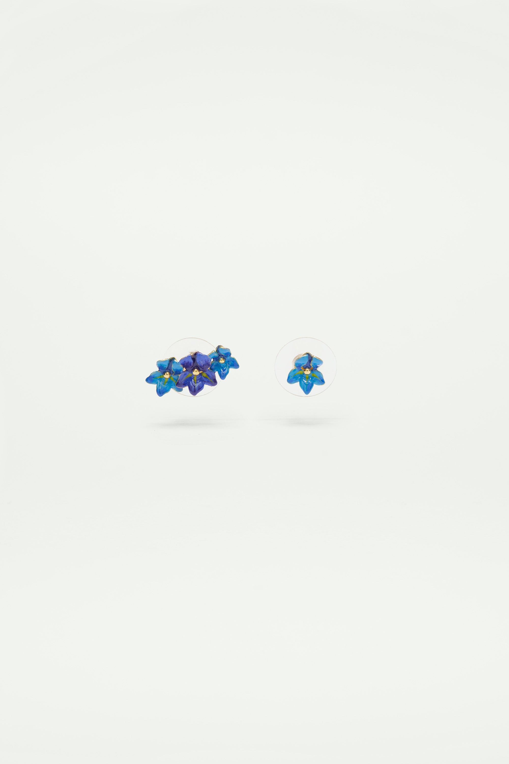 Siberian Iris asymmetrical clip-on earrings