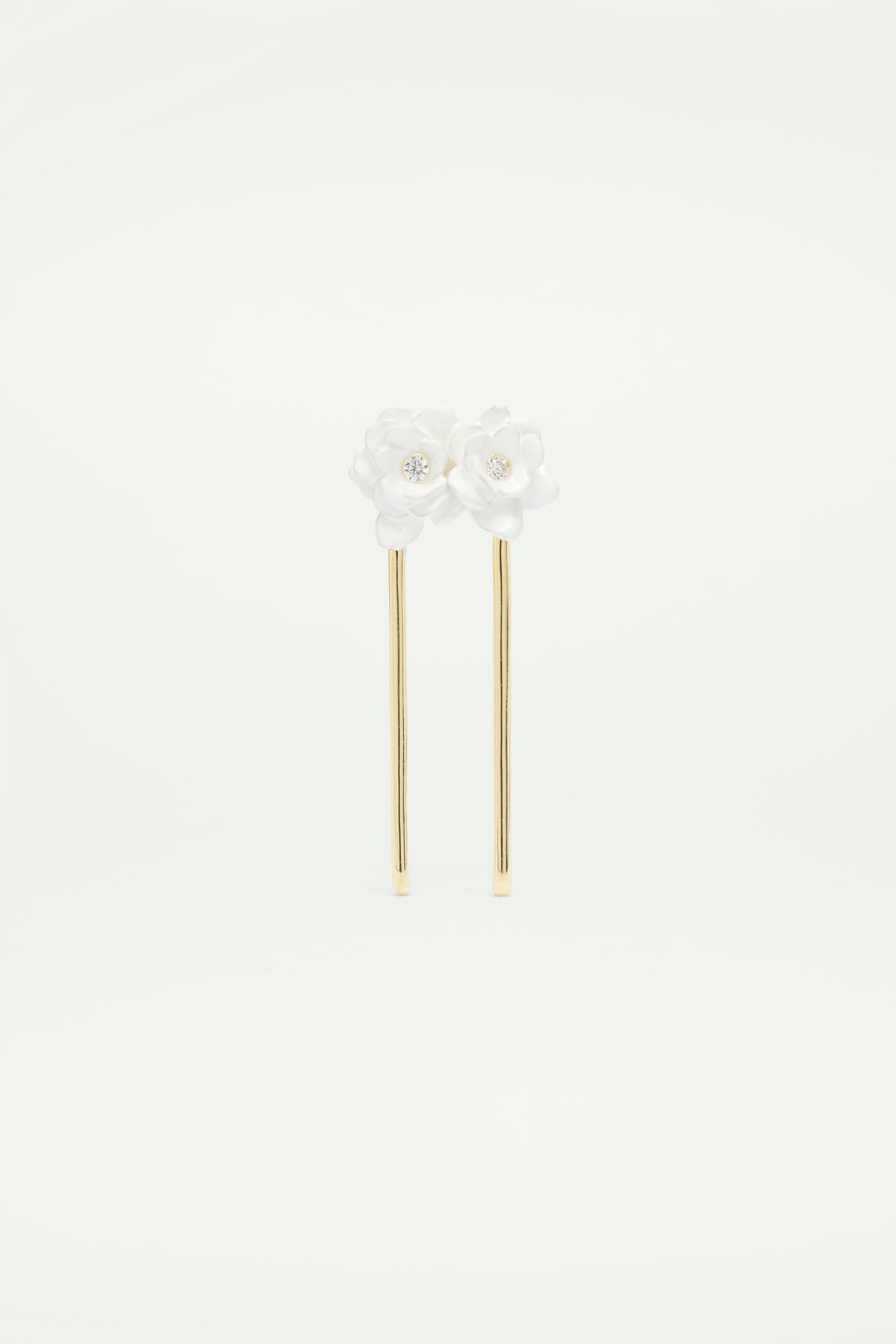 Gardenia and cut glass stone hair pin