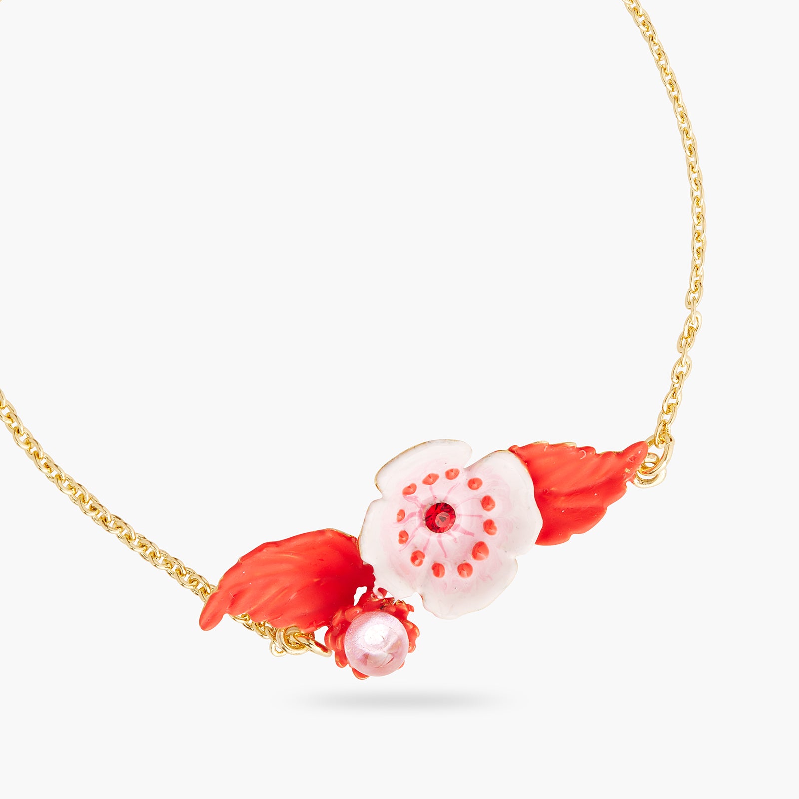 Anemone and crystal thin bracelet