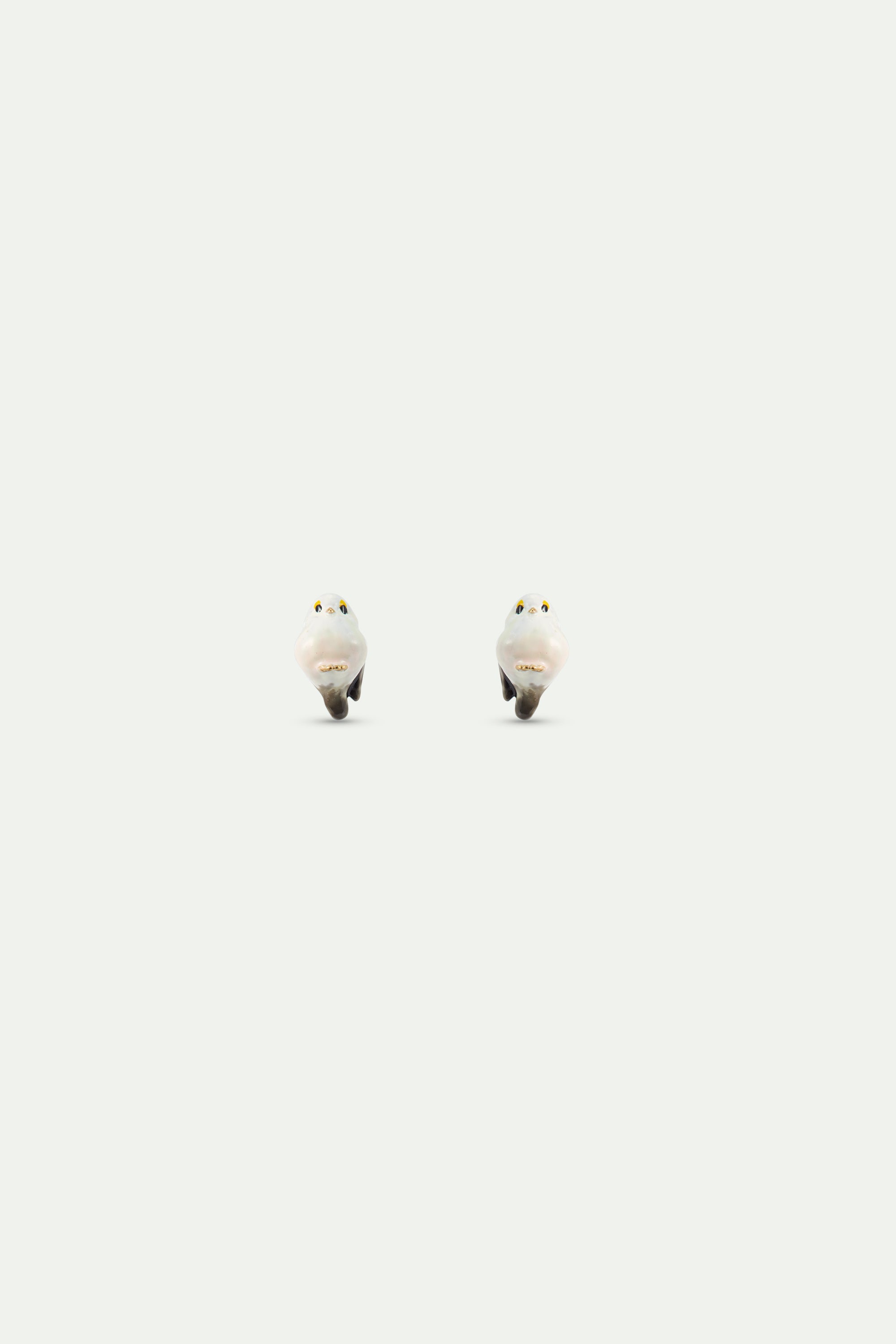 White Long-tailed Tit hook earrings