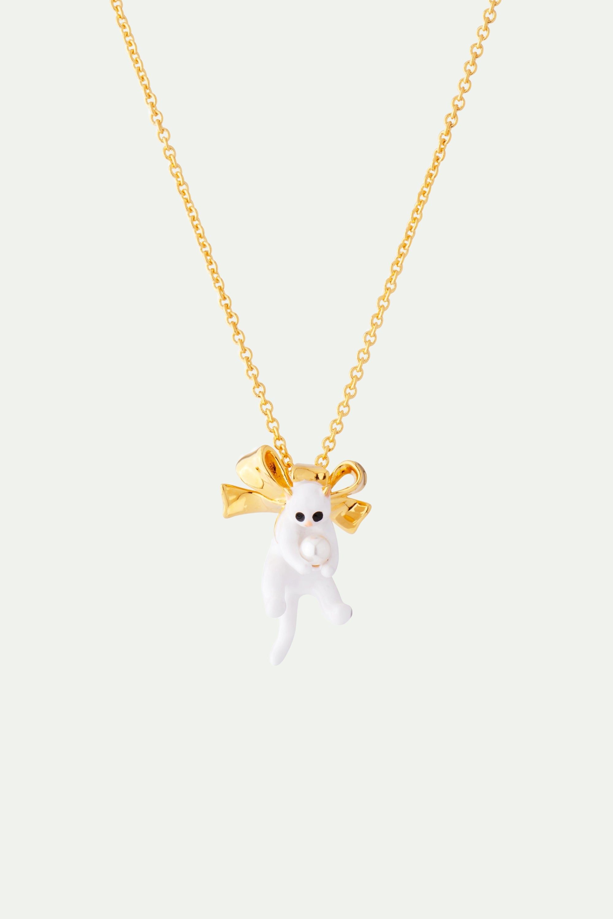 Kitty and Bow Pendant Necklace