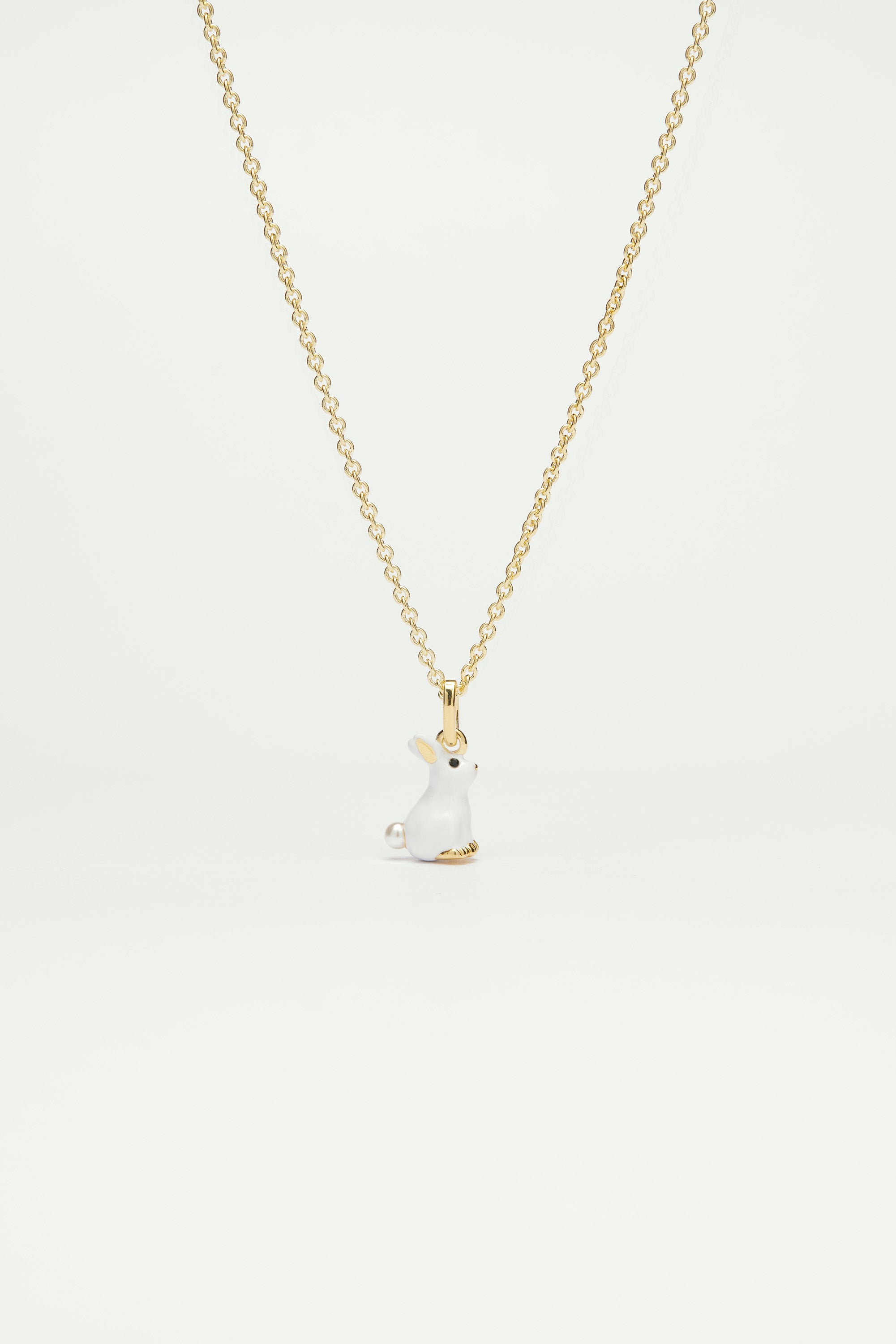 Rabbit and Pearl Pendant Necklace