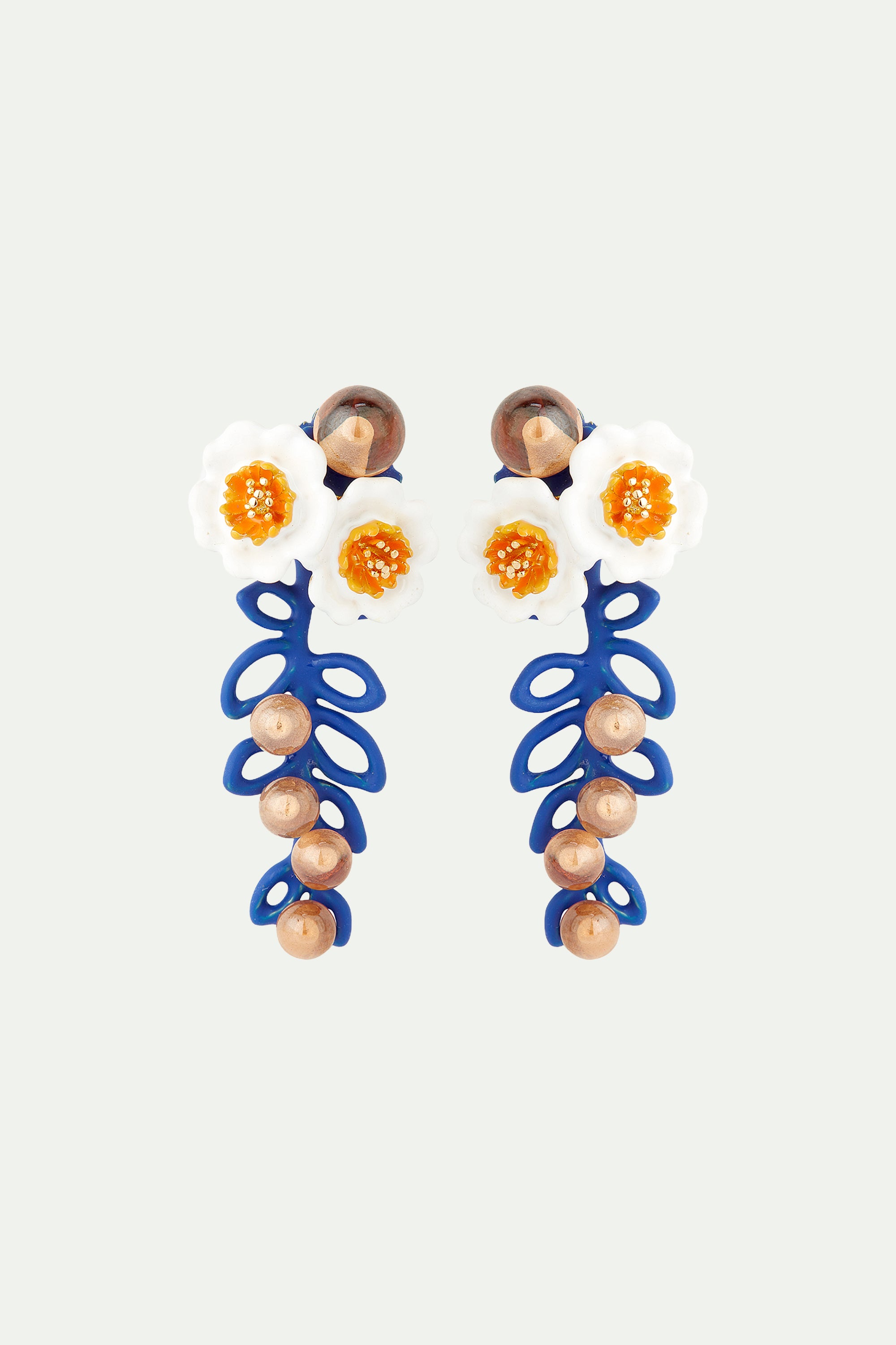 Anemone and glass bead post earrings