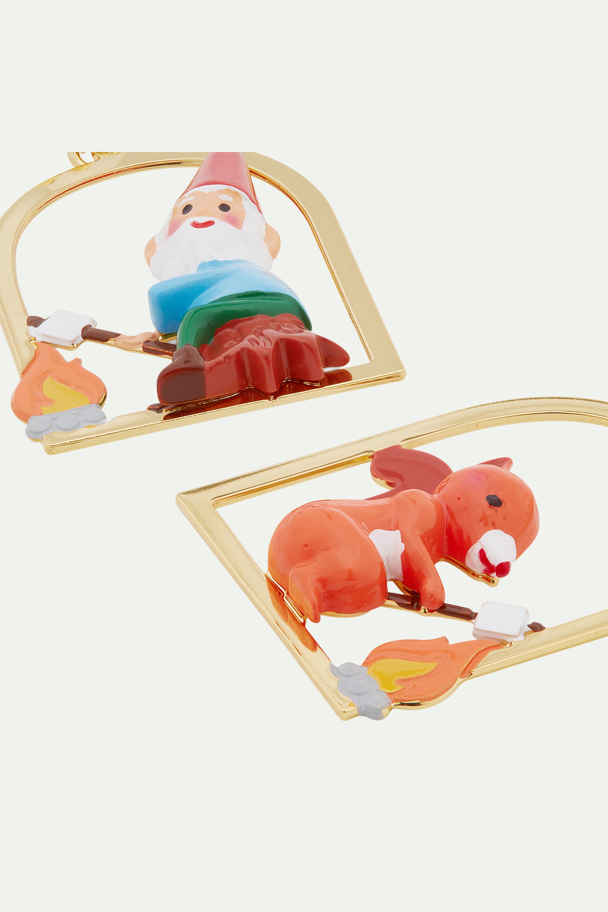 Squirrel, gnome and marshmallow clip-on earrings