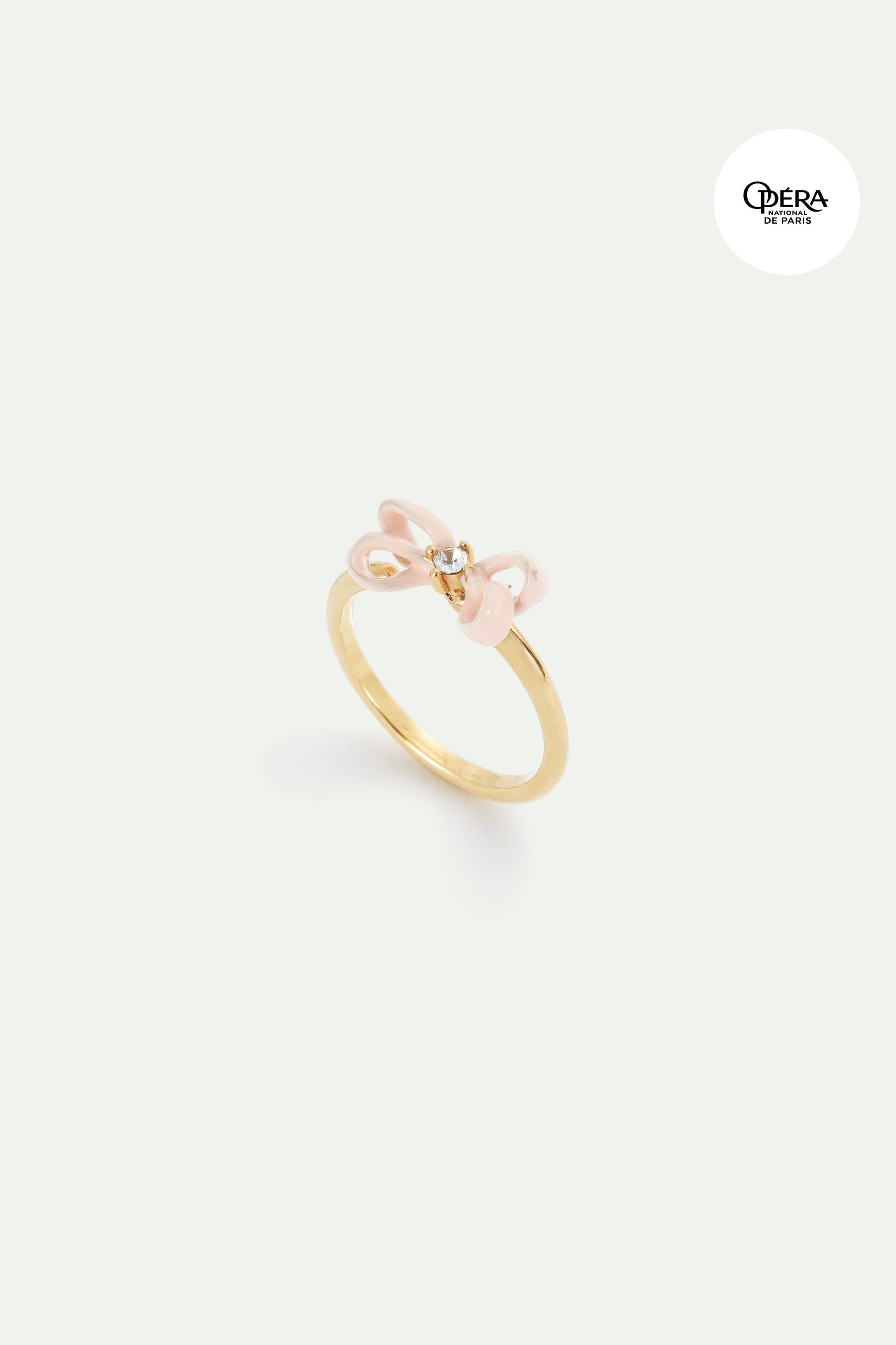 Pink ribbon and crystal adjustable ring