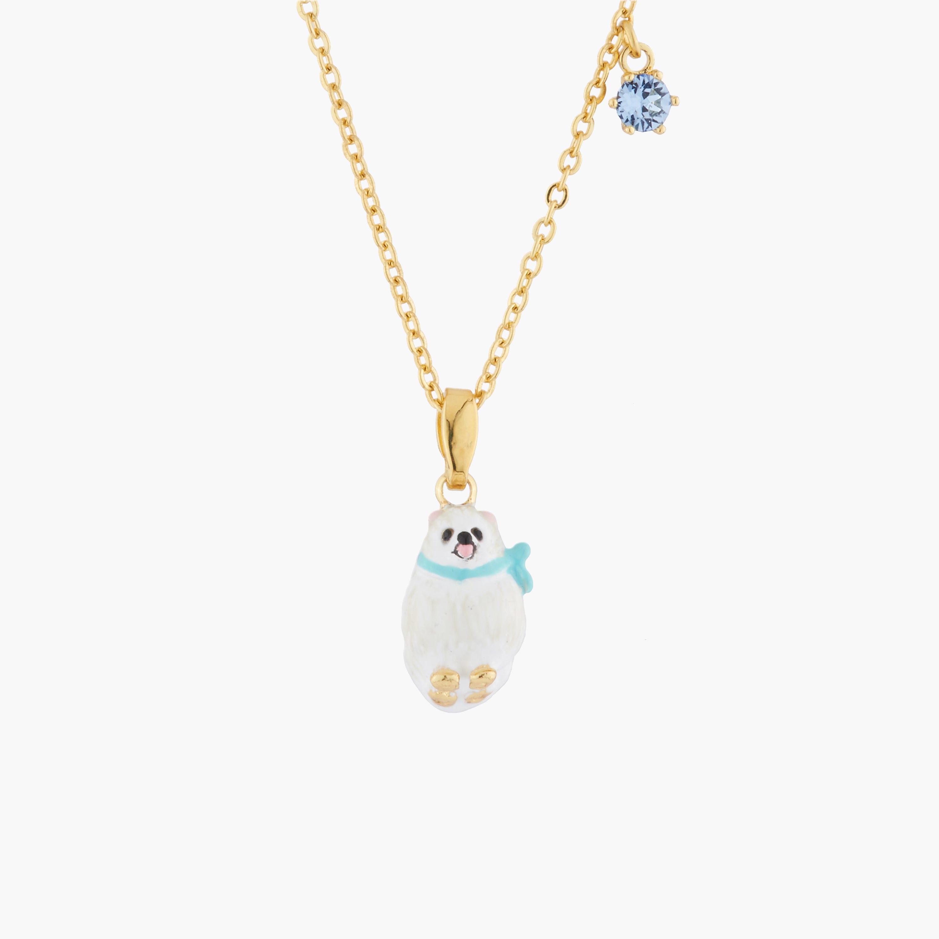 White Pomeranian Pendant Necklace