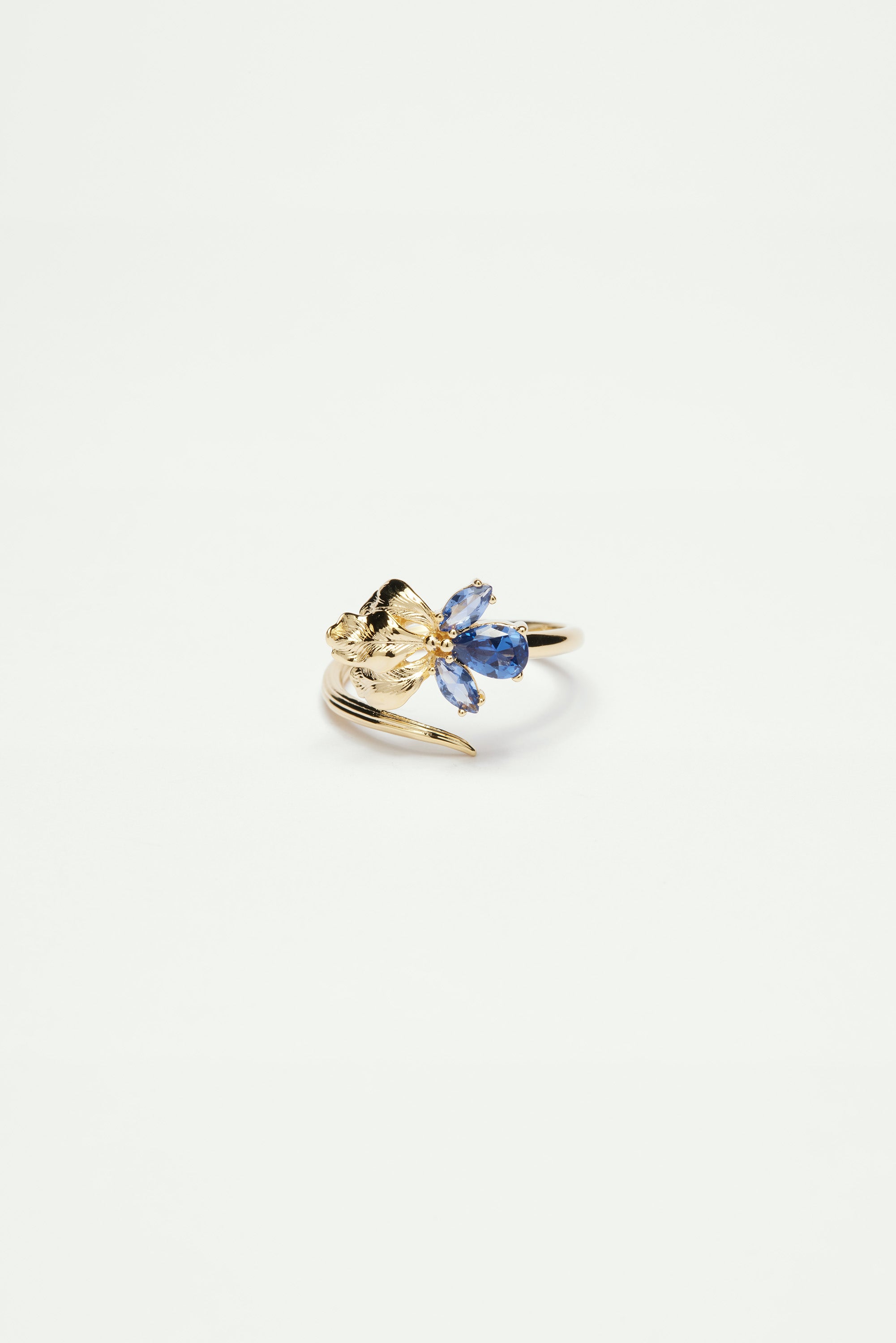 Gold iris and blue cristal adjustable ring